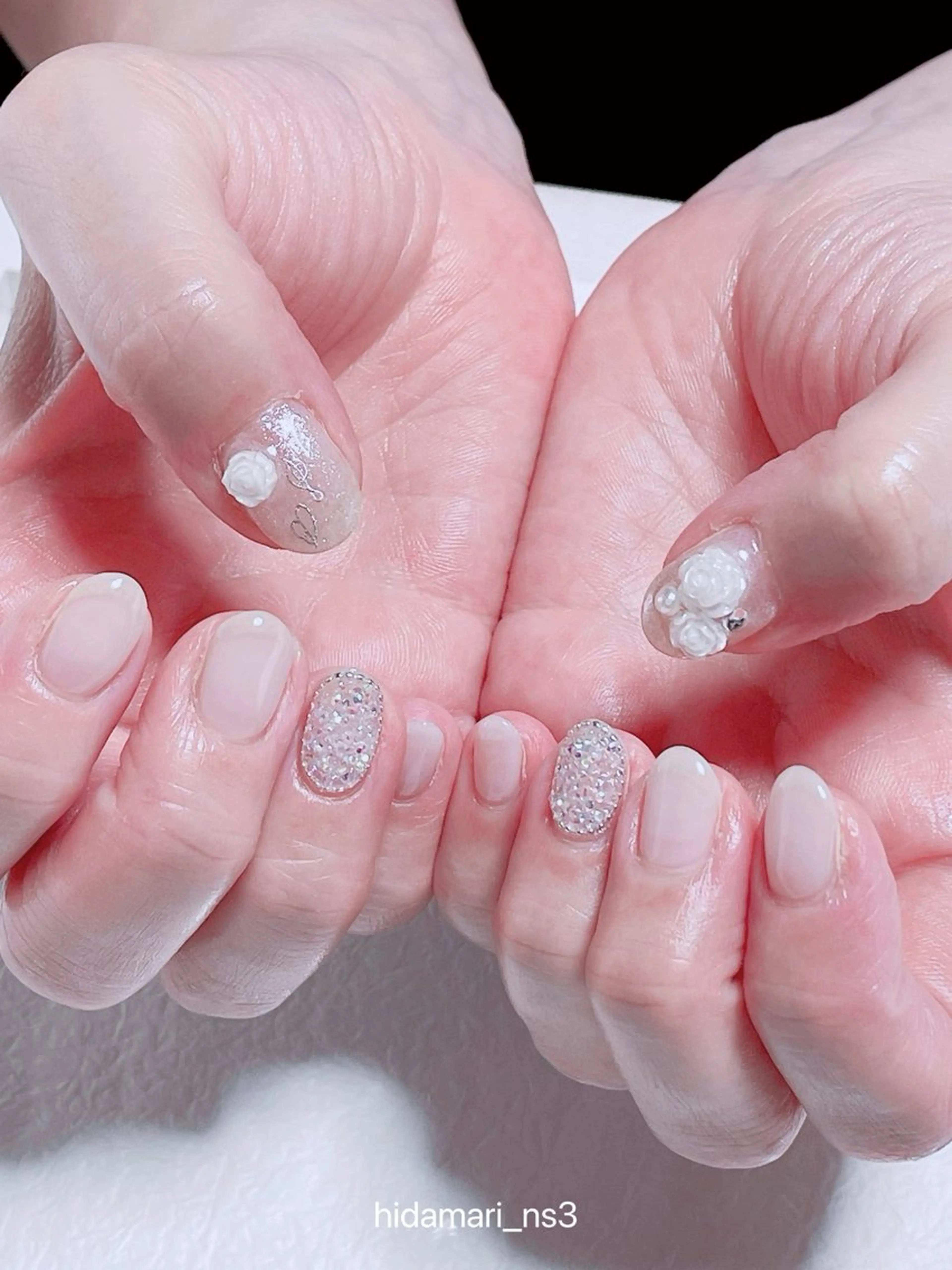 ネイル 持ち込み ホワイト ハンドネイル NailSalon ひだまりのネイルデザイン