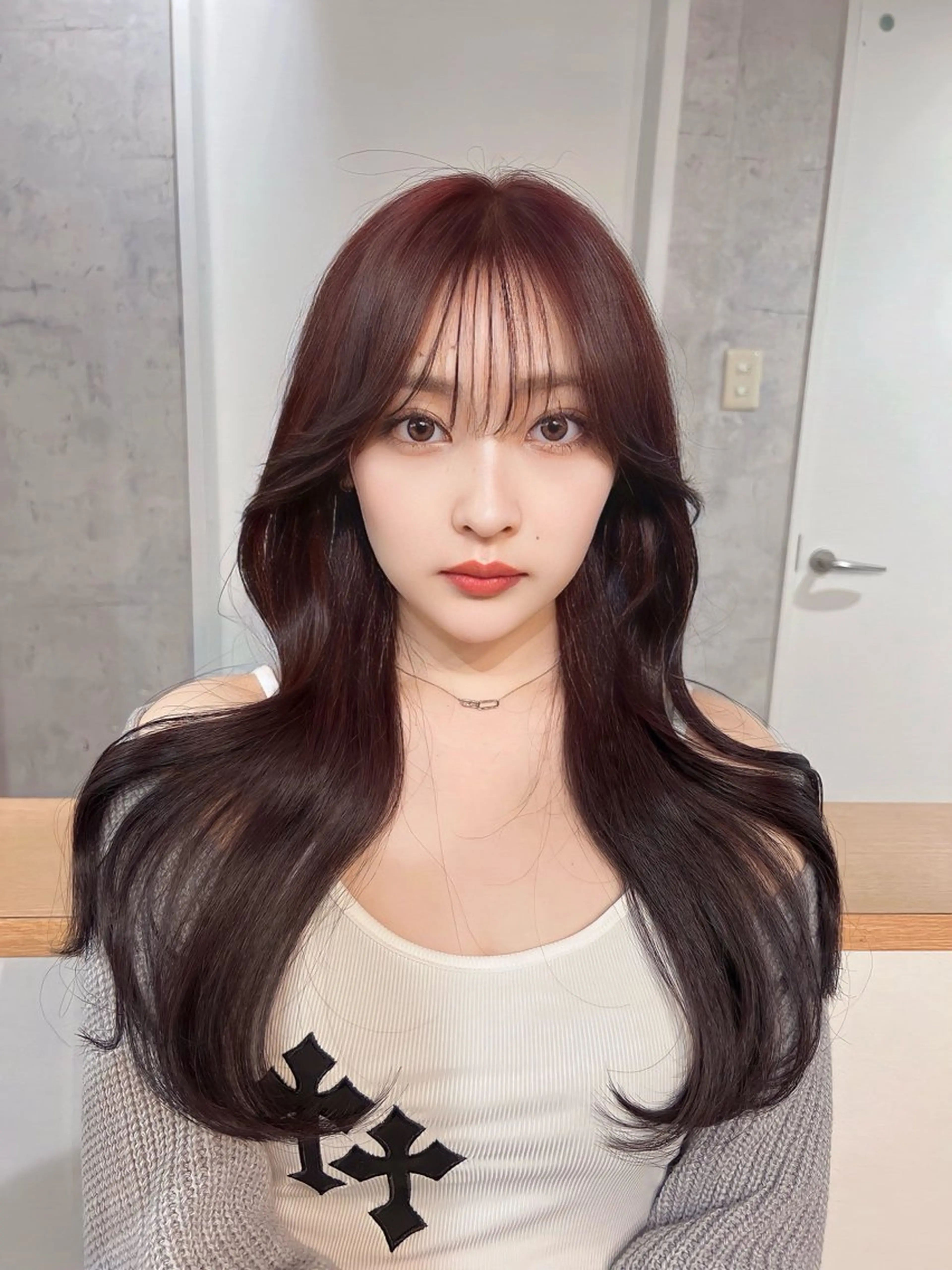 ロング カラー ヘアアレンジ カット ヘアカラー トリートメント ヘッドスパ ヘアセット 韓国レイヤー/ 顔周り💕田中将吾のヘアスタイル