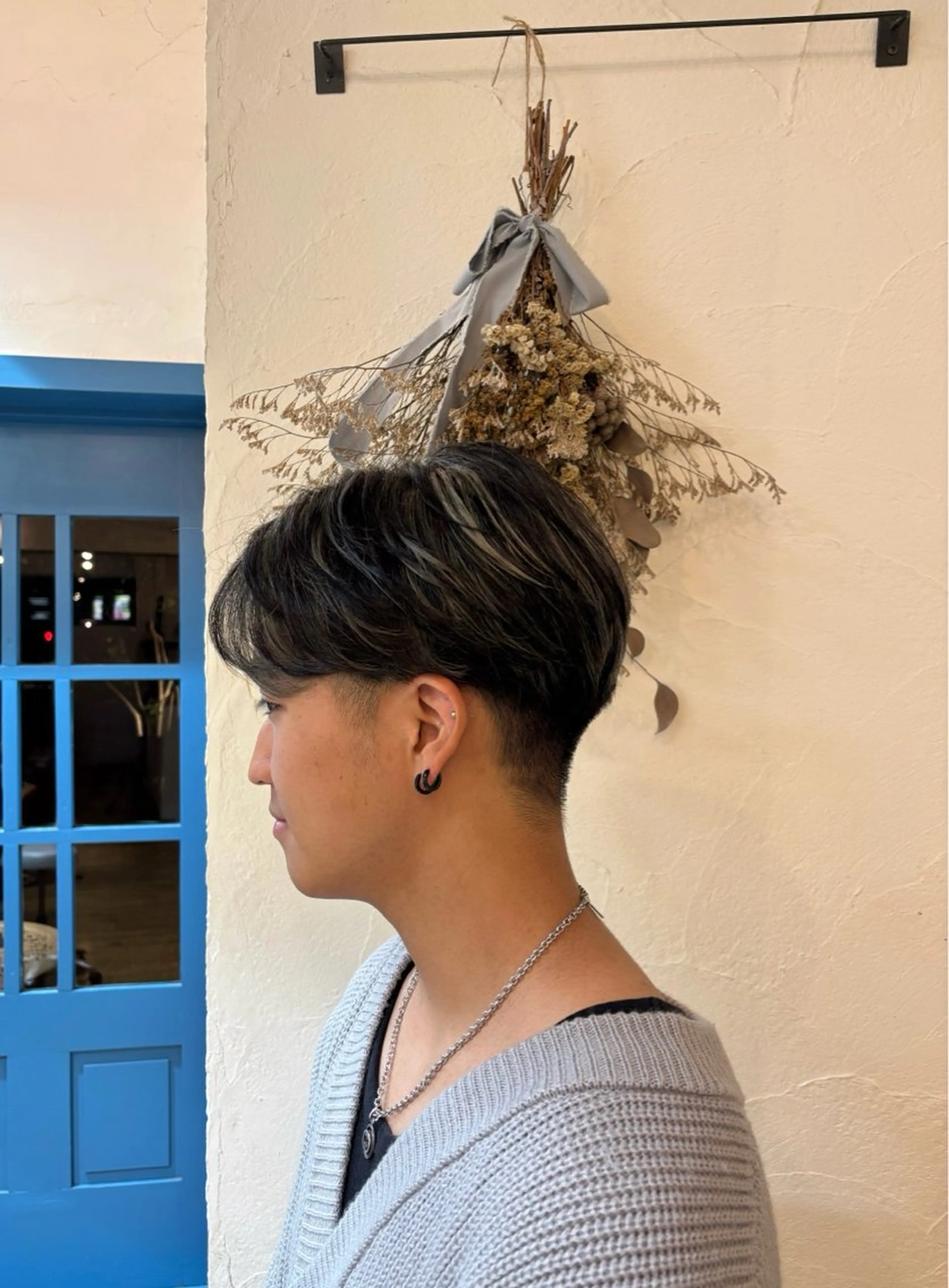 ショート カラー パーマ メンズ メンズハイライト メンズパーマ ハイライトカラー ハイライト ニュアンスパーマ Hair Musee柱店所属・靏 美咲のヘアスタイル