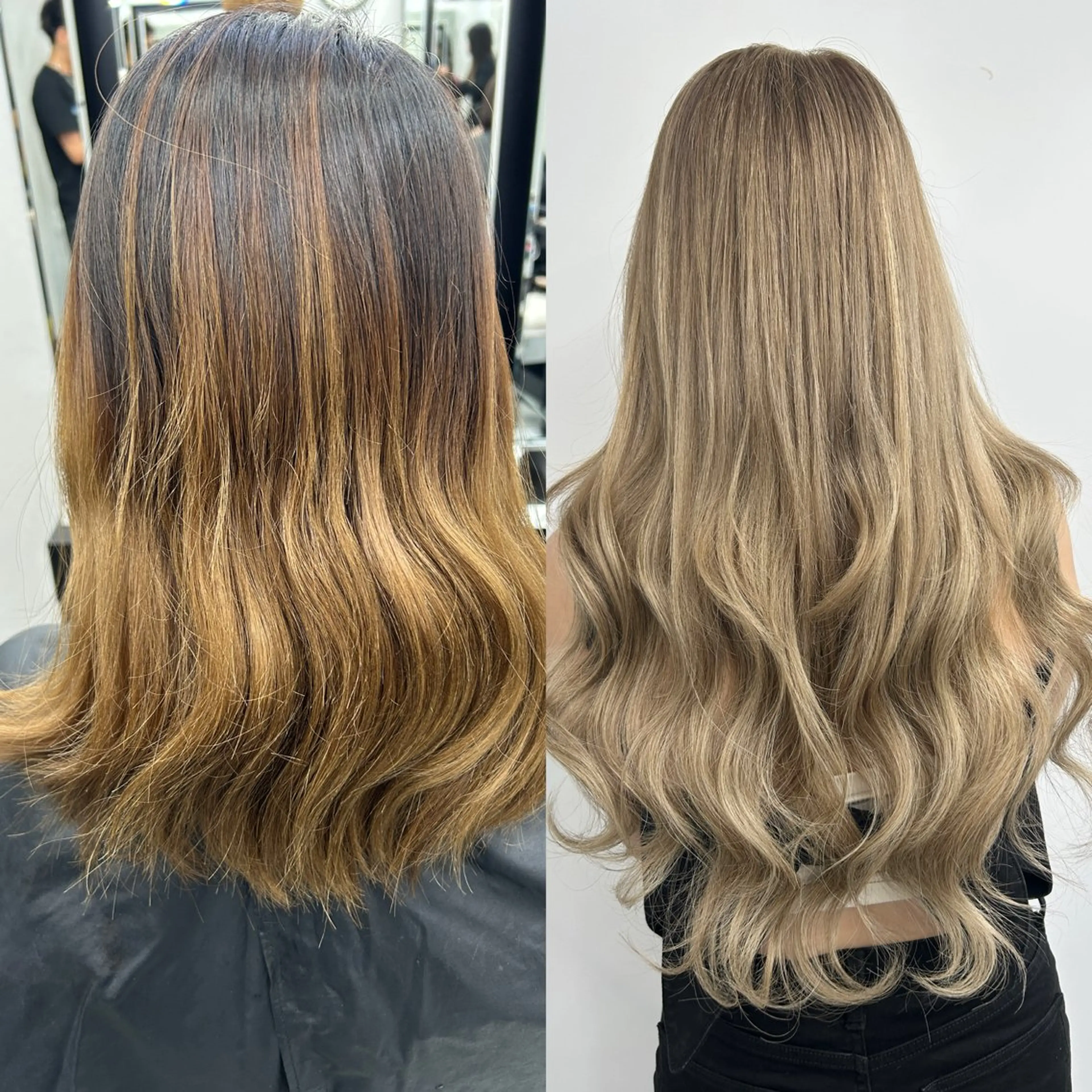 ロング カラー シールエクステ バレイヤージュ ハイライトカラー ハイトーンカラー エクステ ヘアカラー エクステ alpha. カラーエクステ下妻のヘアスタイル