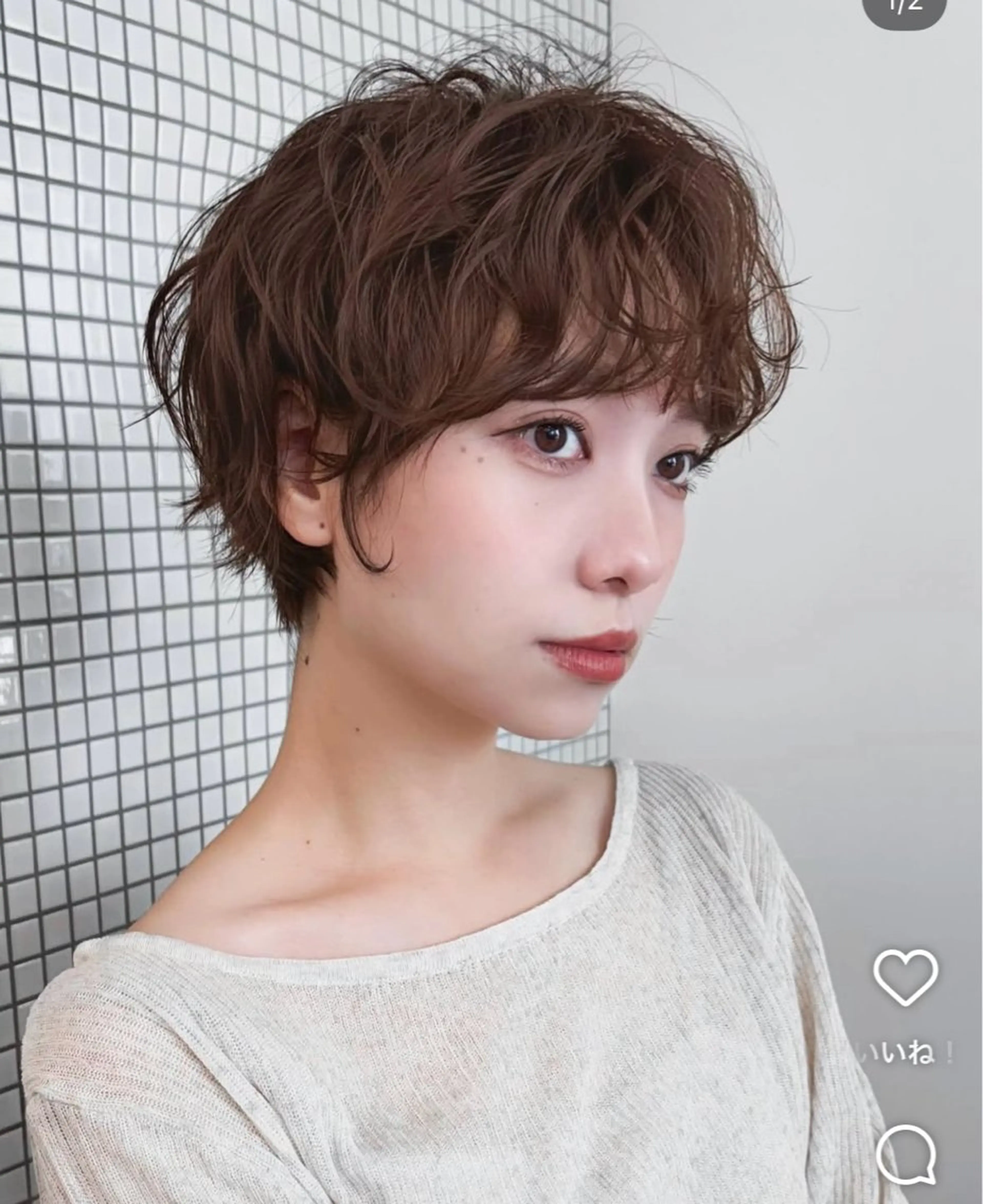 ショート パーマ カット パーマ トリートメント ヘッドスパ ヘアセット 似合わせパーマ カットモデルのヘアスタイル