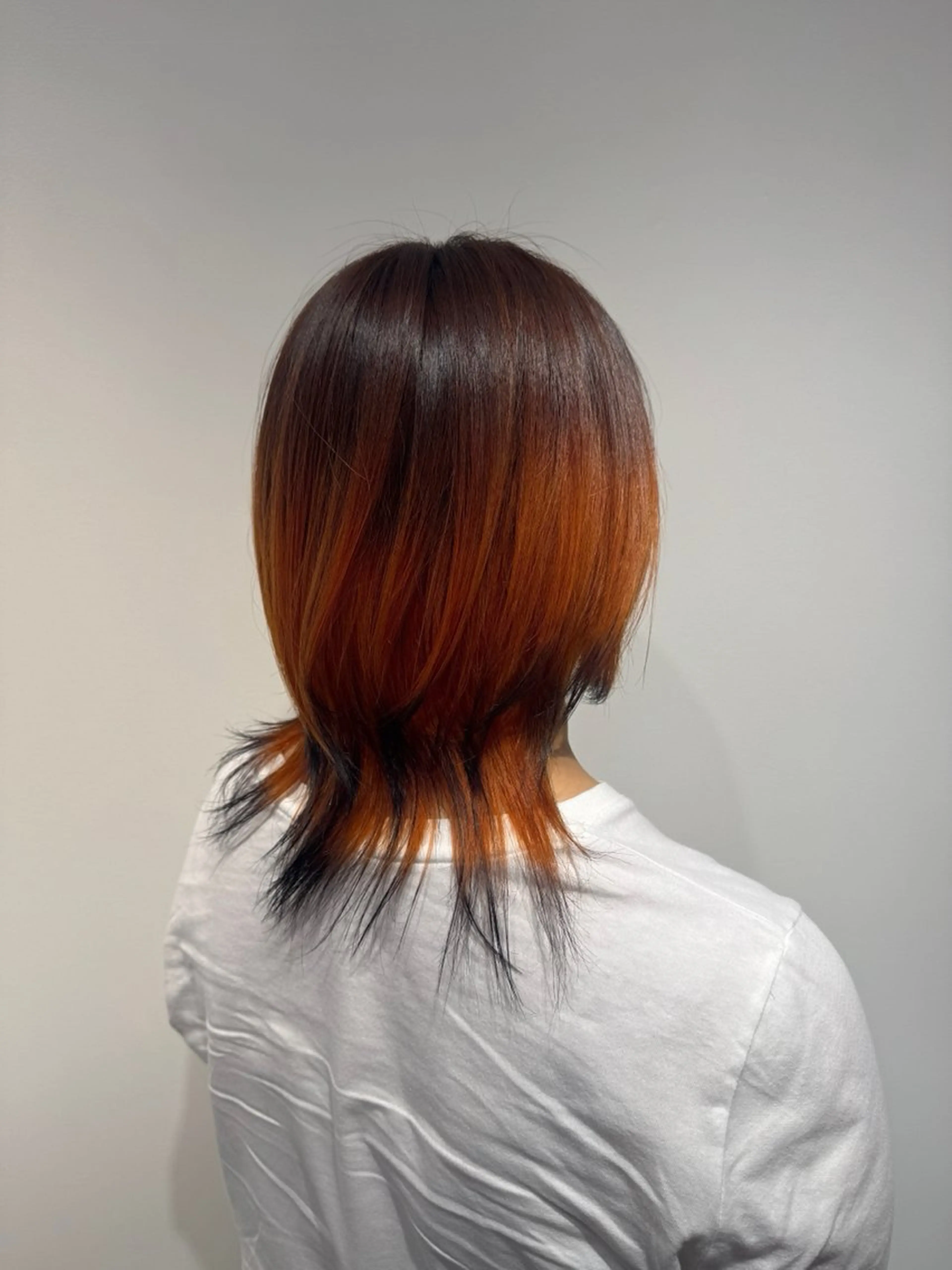 セミロング カラー ブリーチ デザインカラー オレンジ ブリーチ♡メンズ マッシュ♡MIUのヘアスタイル