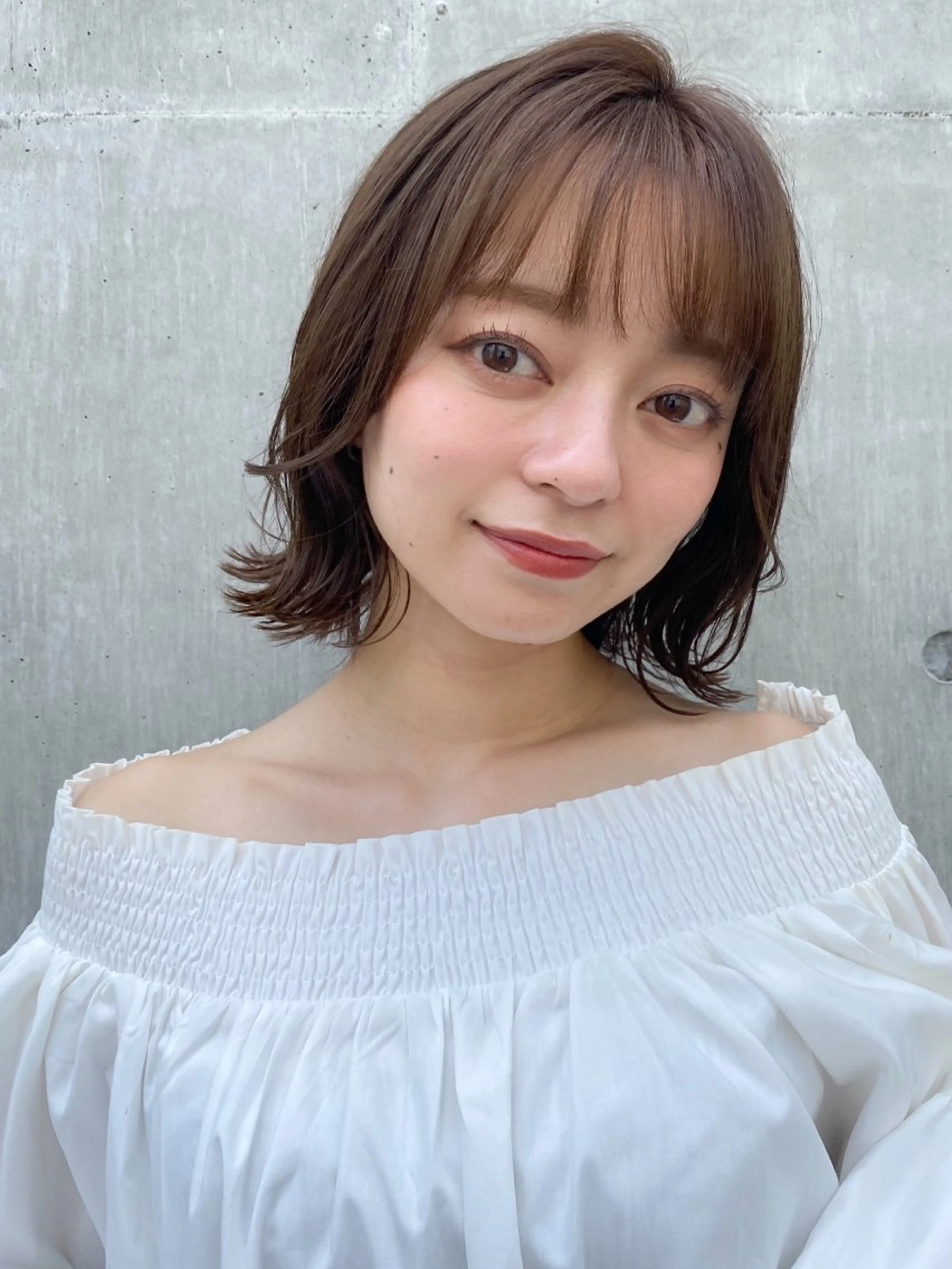 ミディアム ボブ 外ハネヘア カット ヘアカラー トリートメント レイヤー×髪質改善✨ 渋谷/佐藤侑哉のヘアスタイル
