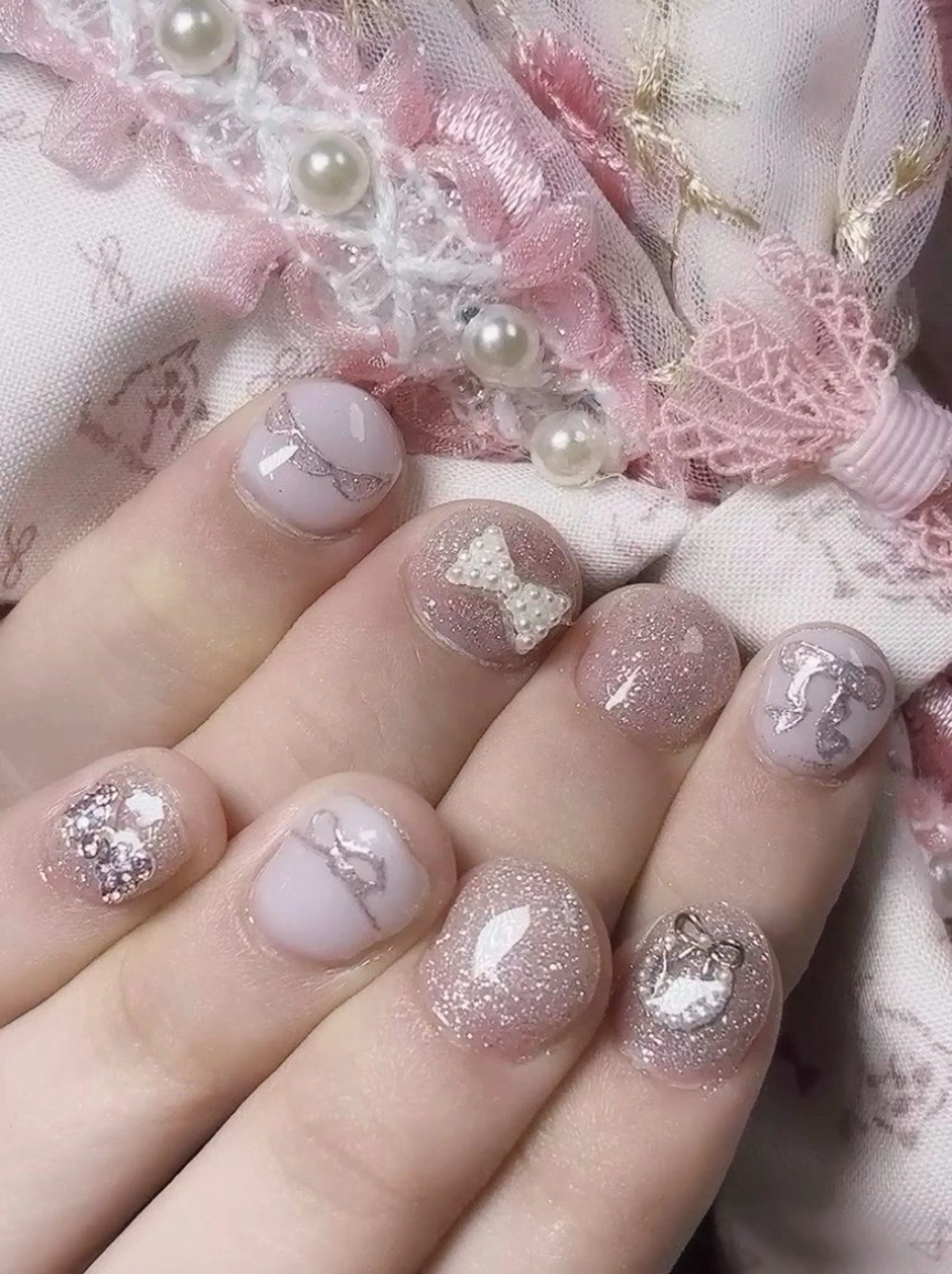 ネイル フラッシュネイル ジェルネイル ピンク marron's roomのネイルデザイン