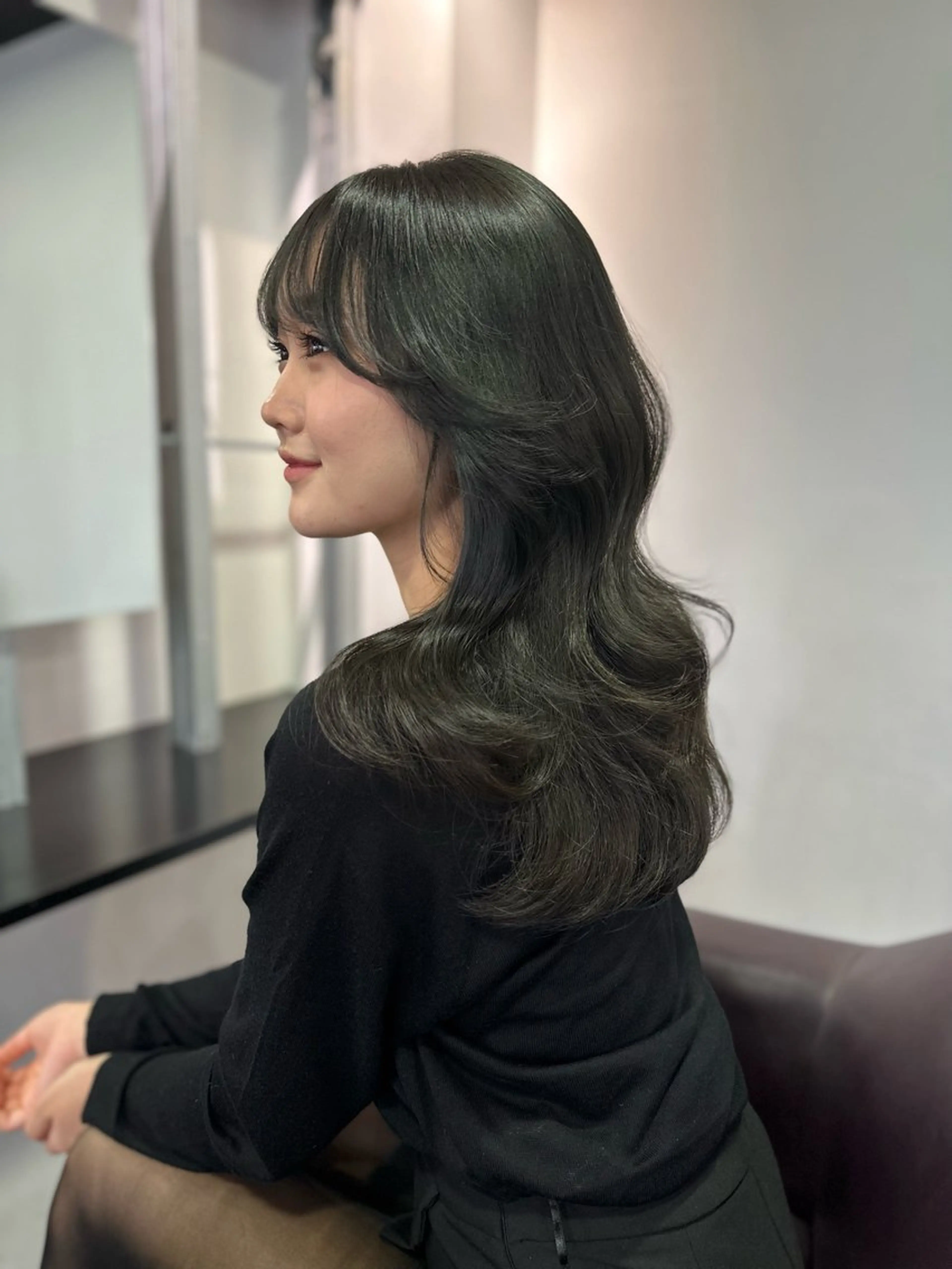 ロング カラー オリーブグレー レイヤーカット 韓国風レイヤーカット ryotaのヘアスタイル