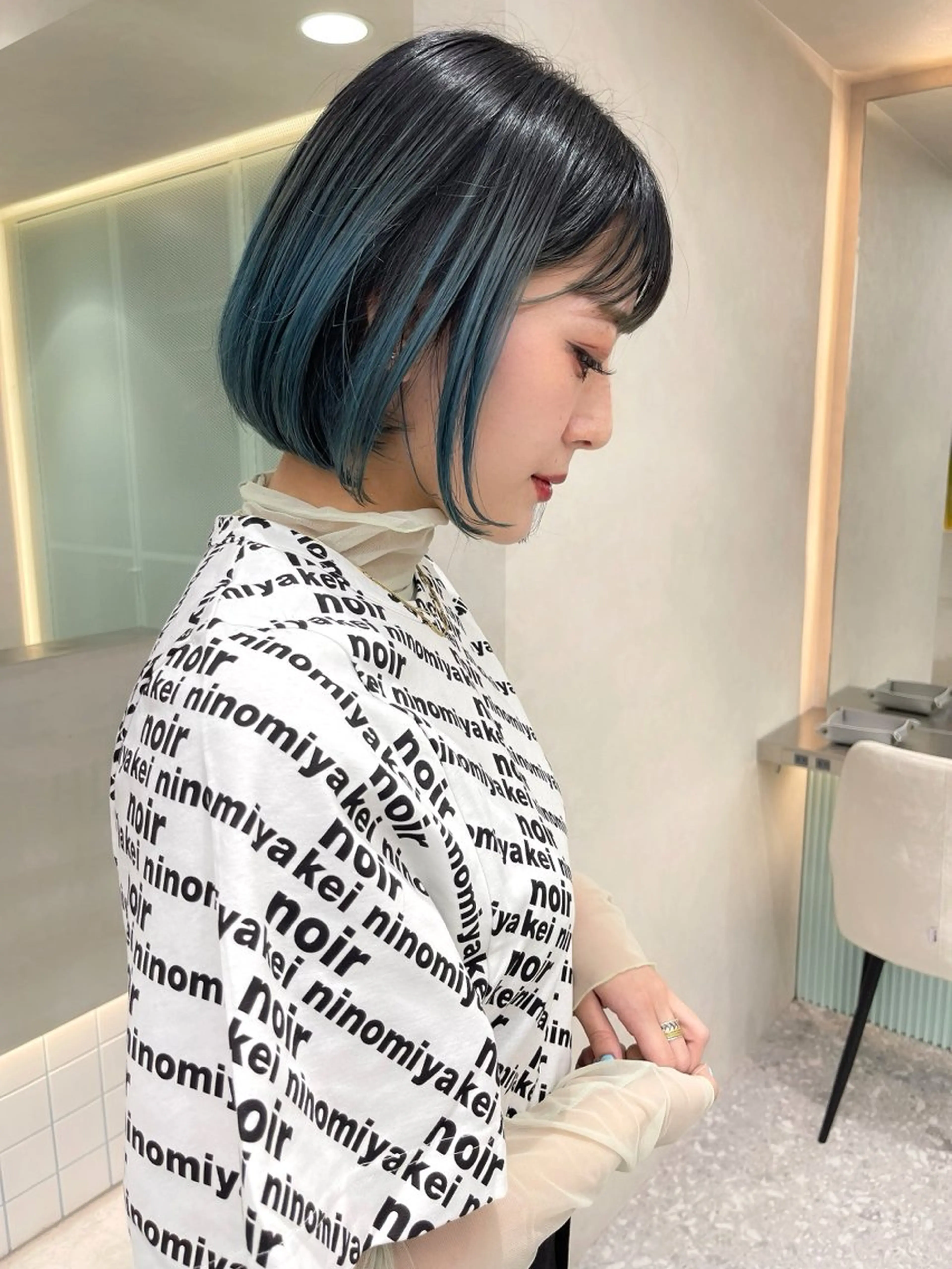 ミディアム ボブ カット ヘアカラー トリートメント 顔周り🇰🇷ロンド レイヤー✨カジワラのヘアスタイル