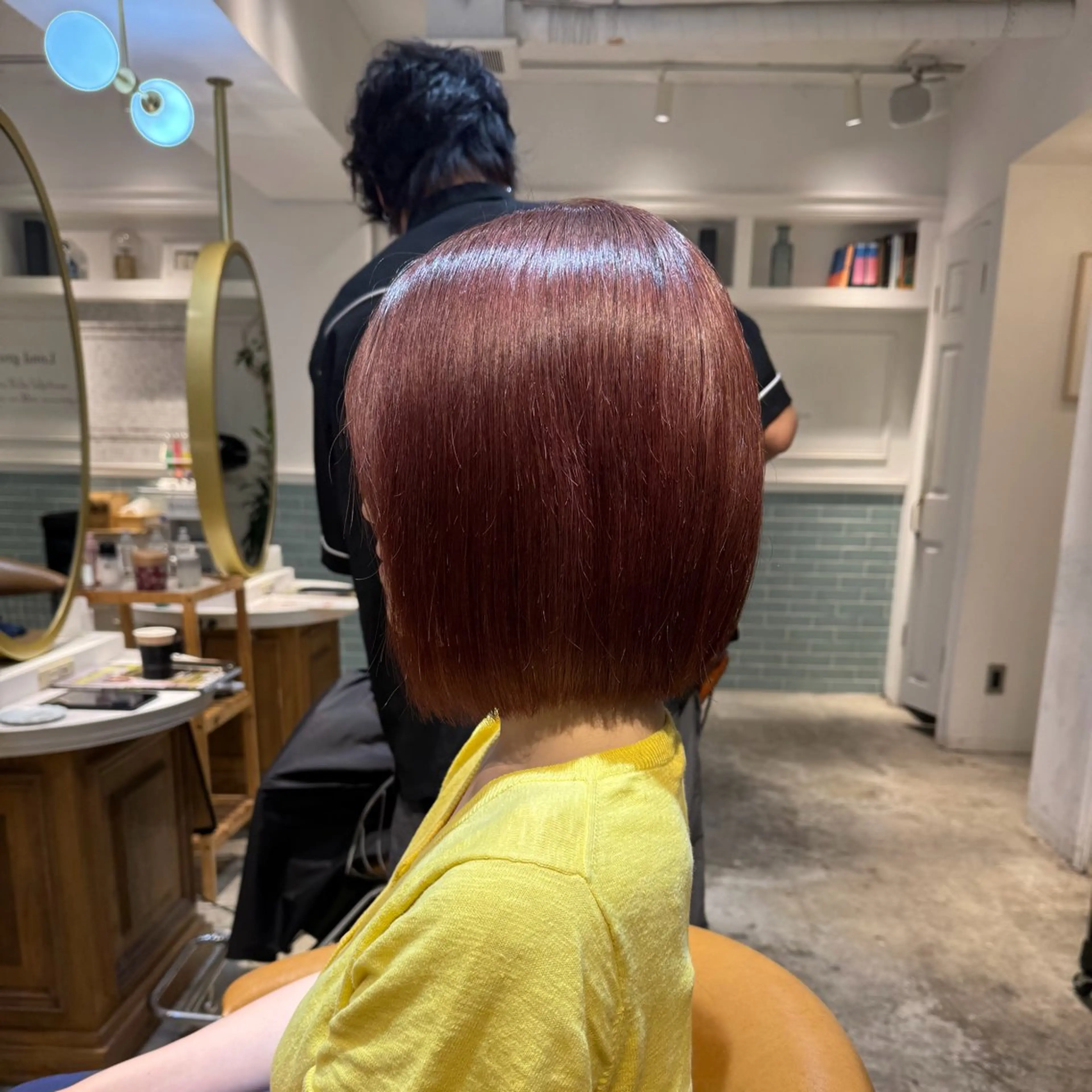 ミディアム ボブ 縮毛矯正 カット ヘアカラー トリートメント ヘアセット 髪質改善/ボブ /韓国/erikoのヘアスタイル