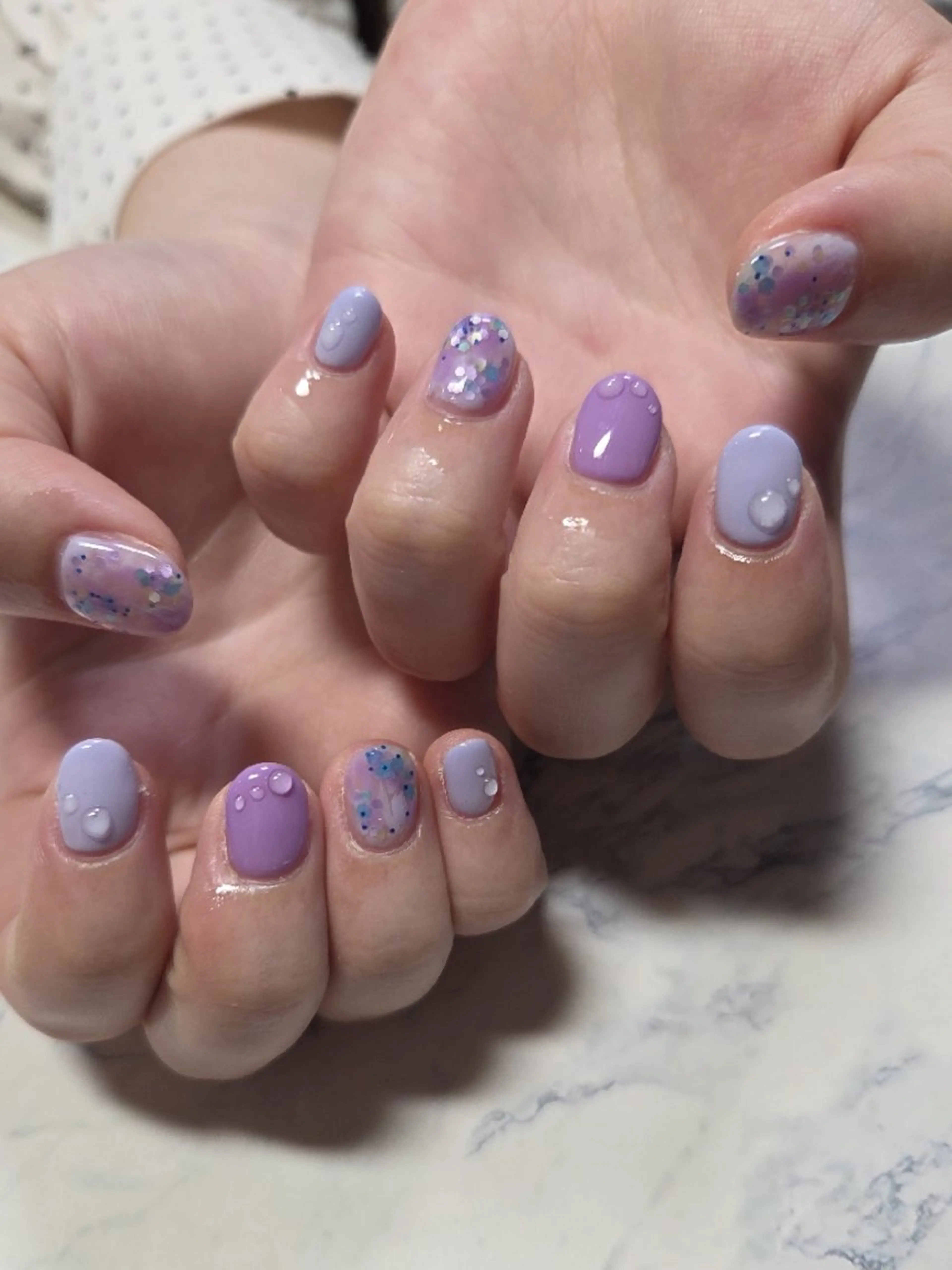 ネイル フラワーネイル ジェルネイル キラキラネイル 大理石ネイル(マーブル) パラジェル ハンドネイル flure de neige yukiのネイルデザイン