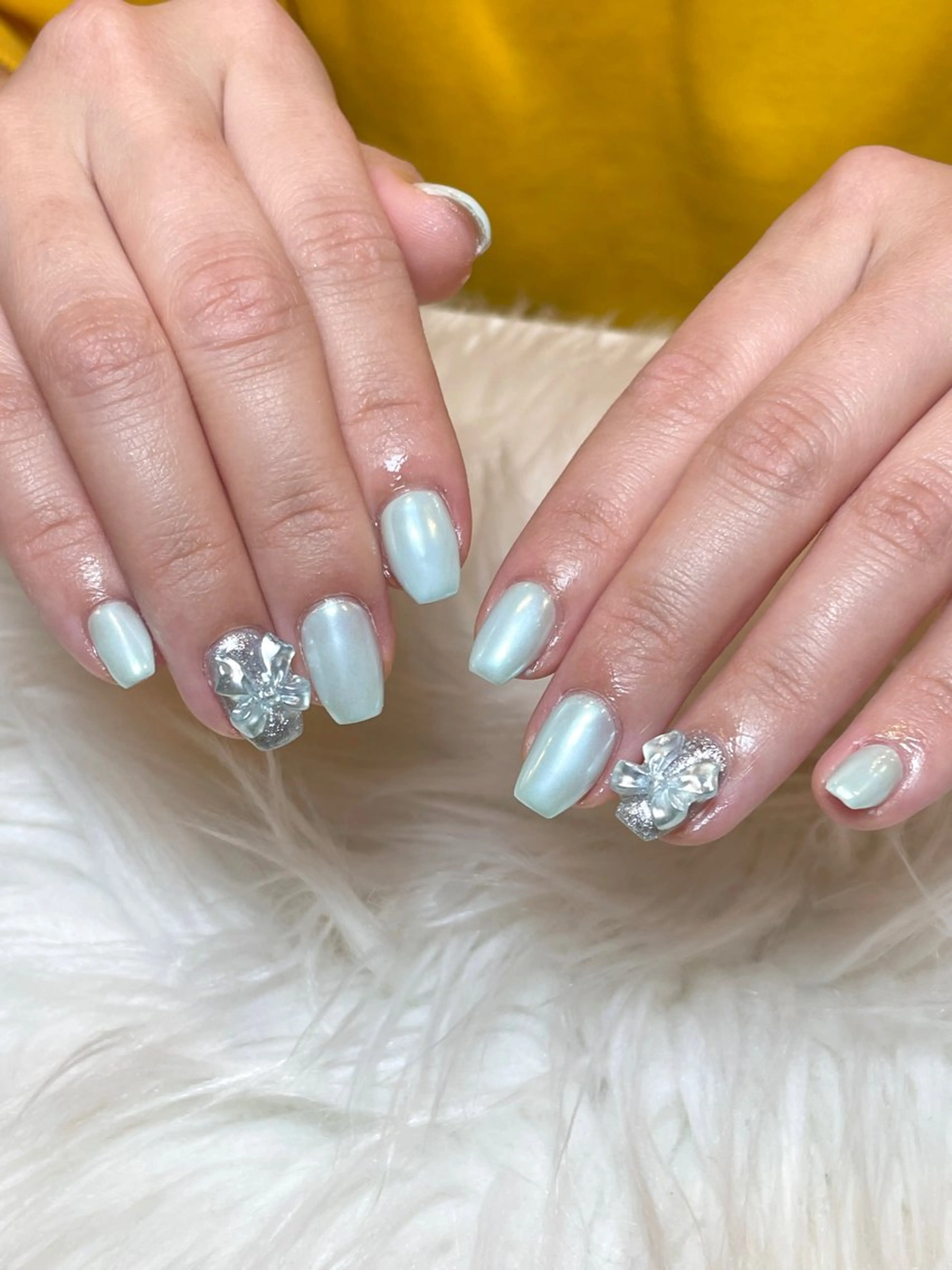 ネイル ミラーネイル 持ち込み ストーンネイル ハンドネイル nailsalon Moa【モア】所属・yurika 🌷.*･ﾟのネイルデザイン