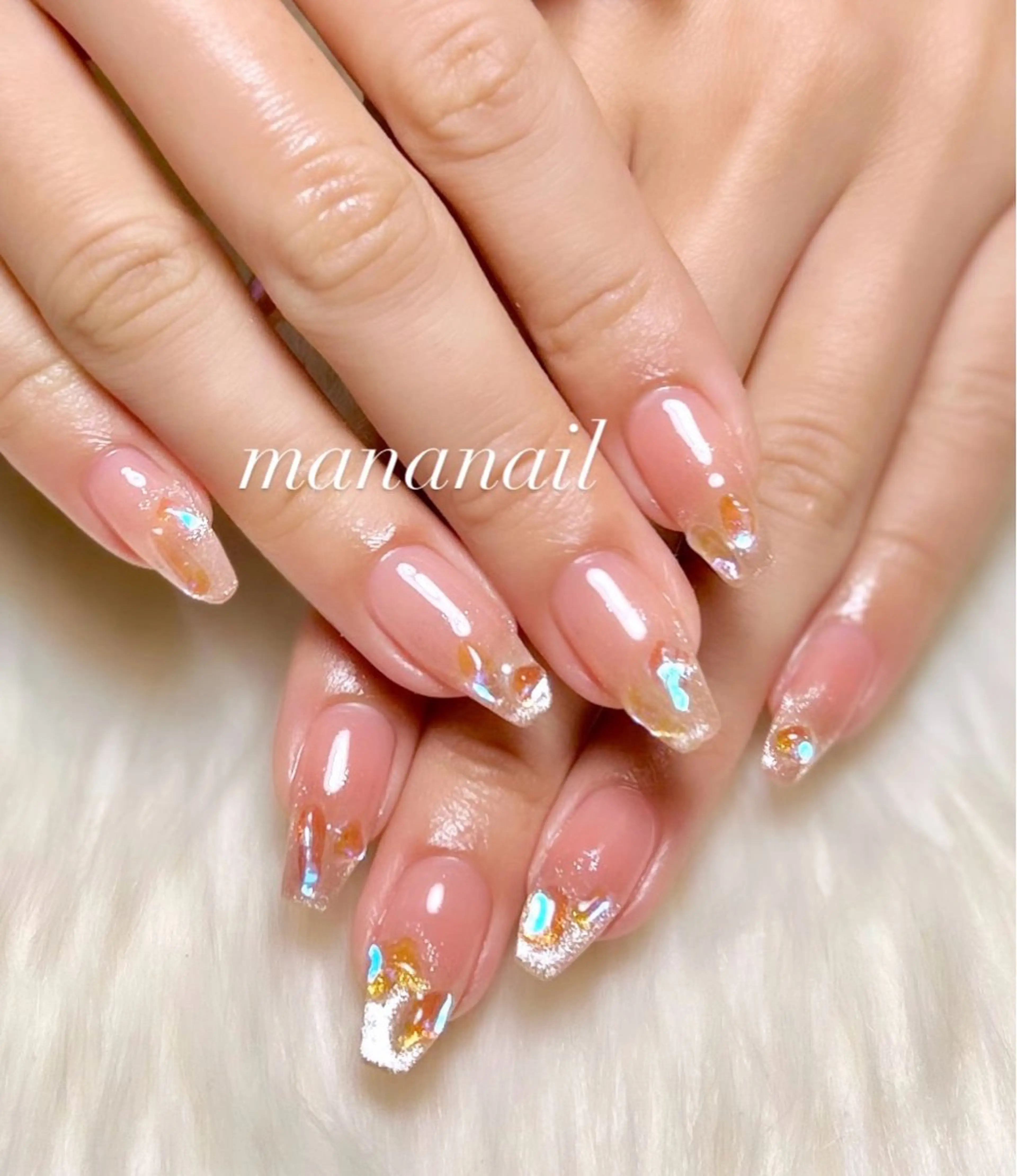 ネイル オーロラネイル クリアネイル マグネットネイル ストーンネイル ワンホンネイル mananail マナネイルのネイルデザイン