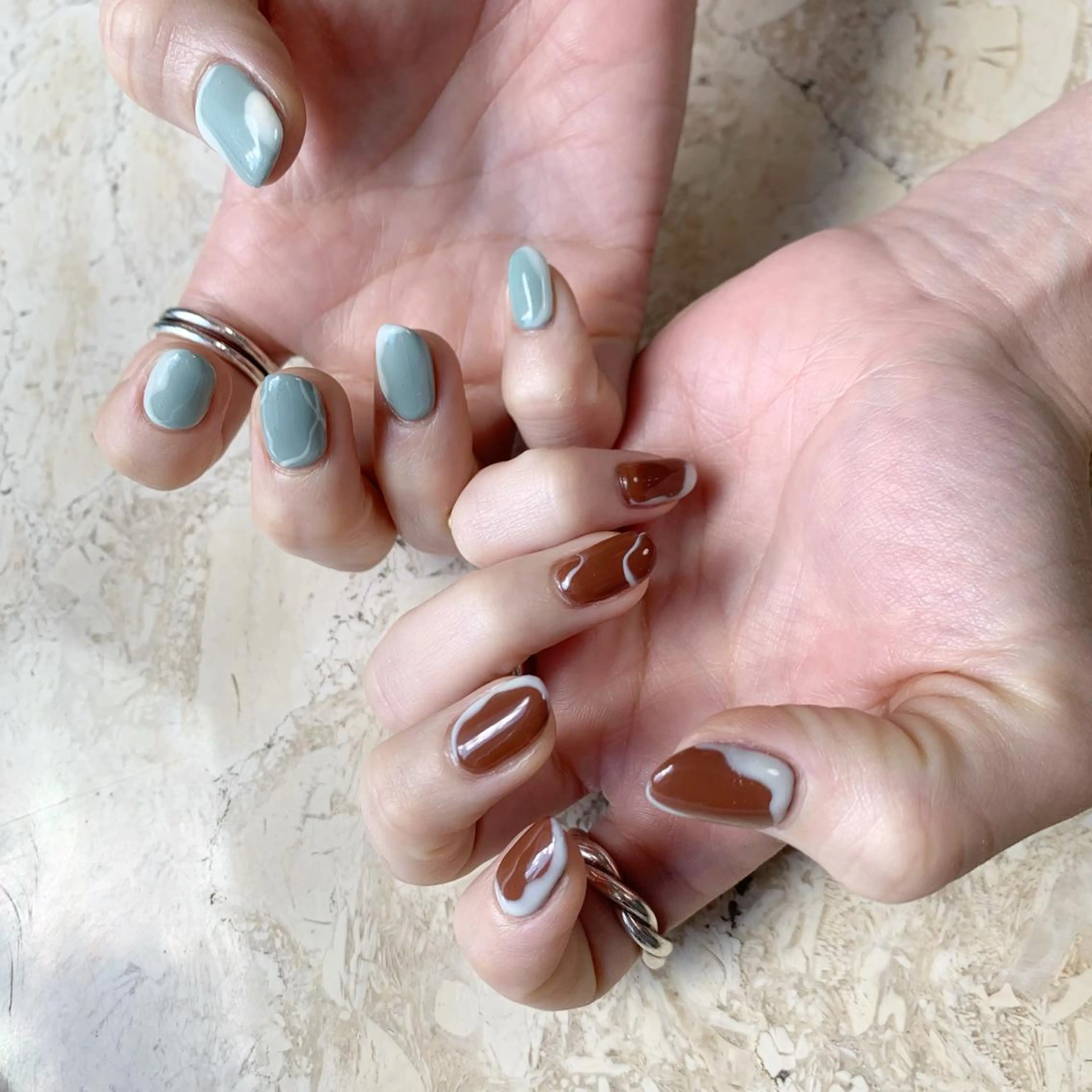 ネイル アニマル柄 アートネイル ブラウン フレンチネイル ジェルネイル ハンドネイル フットネイル nail salon mieux(ミュー)のネイルデザイン