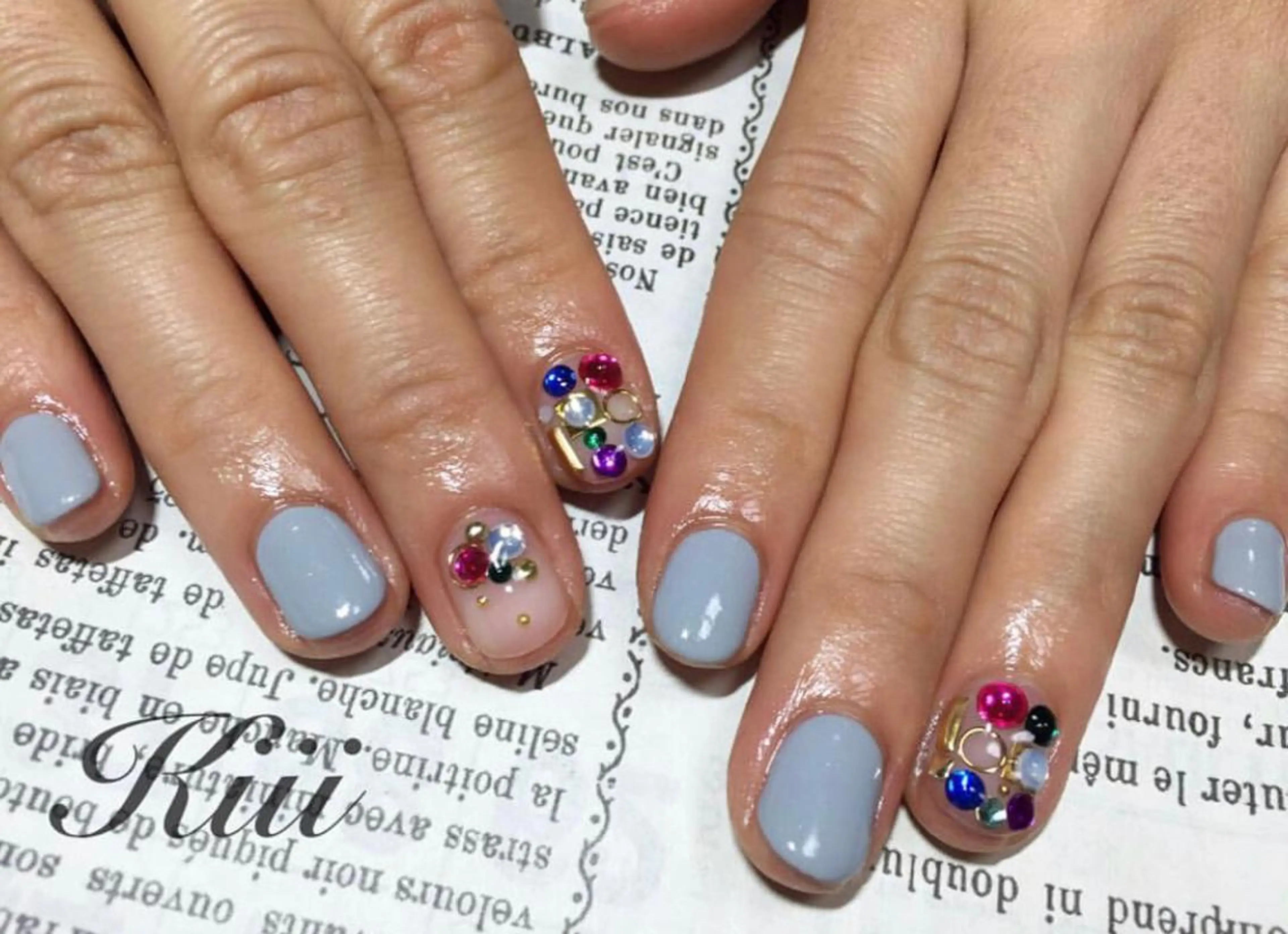 ネイル ストーンネイル ハンドネイル フットネイル kiii.__ ✴︎*のネイルデザイン