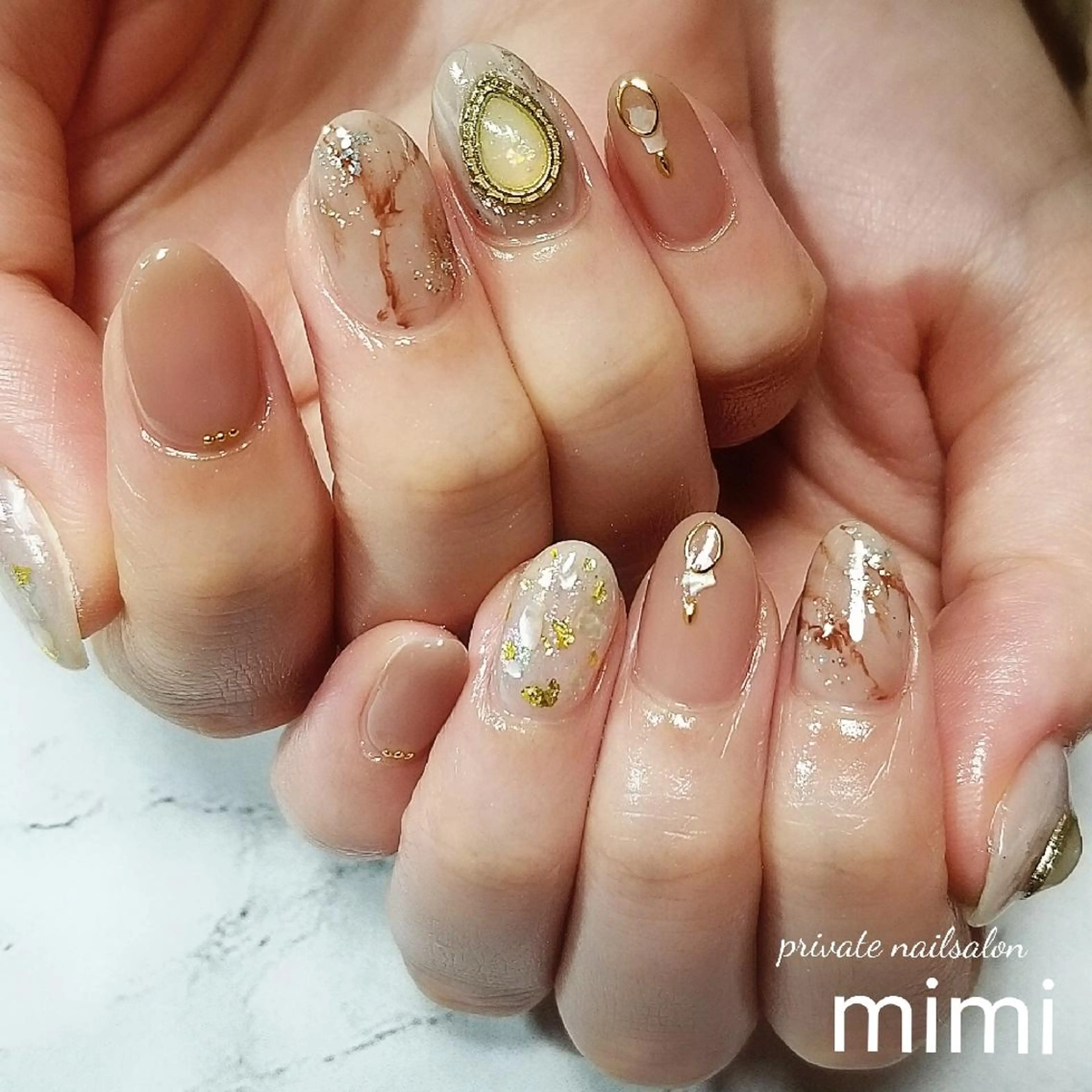 ネイル 大理石ネイル(マーブル) 持ち込み ハンドネイル 博多ネイル ｍｉｍｉのネイルデザイン