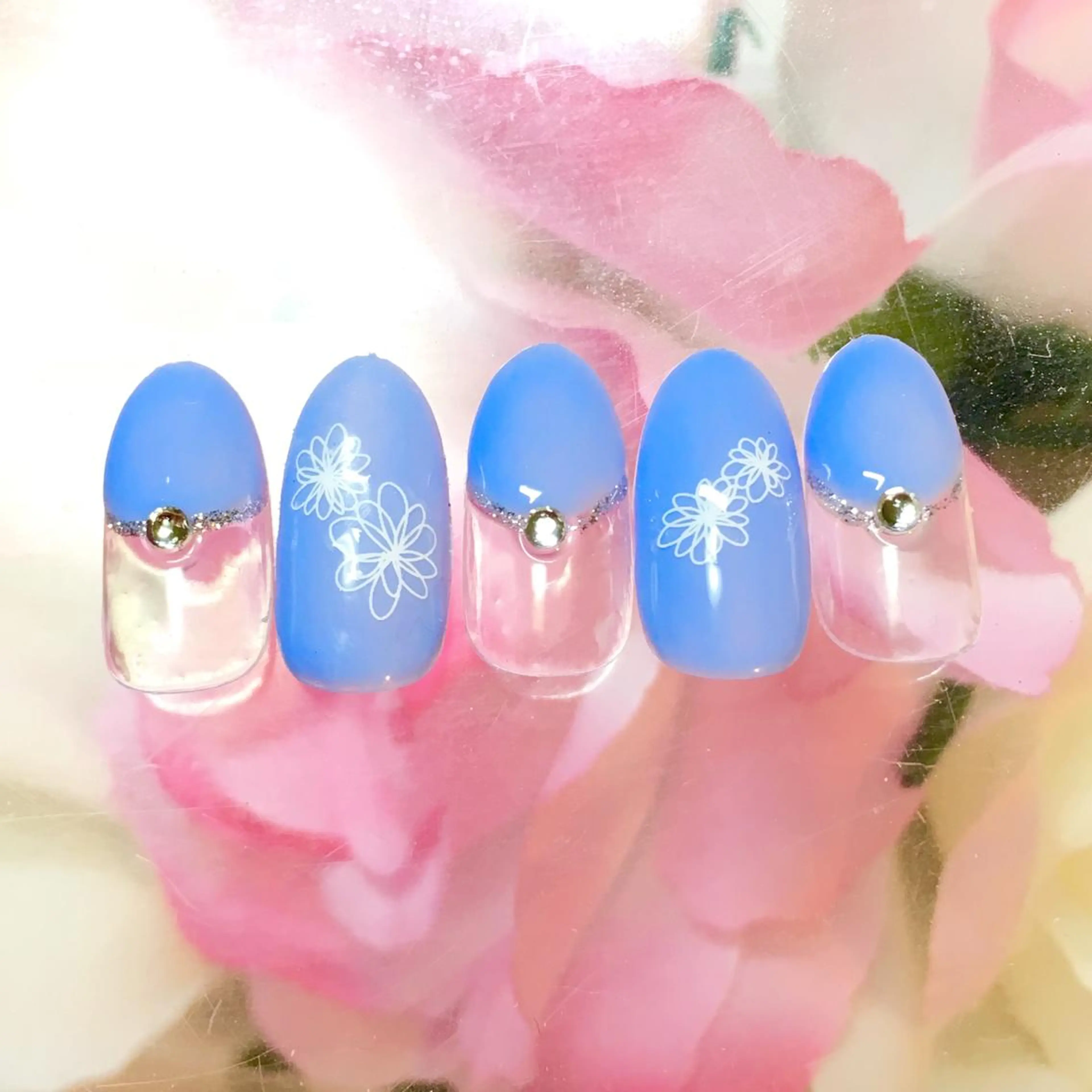 ネイル フットネイル ジェルネイル ミラーネイル パラジェル 春ネイル ハンドネイル clover nailのネイルデザイン