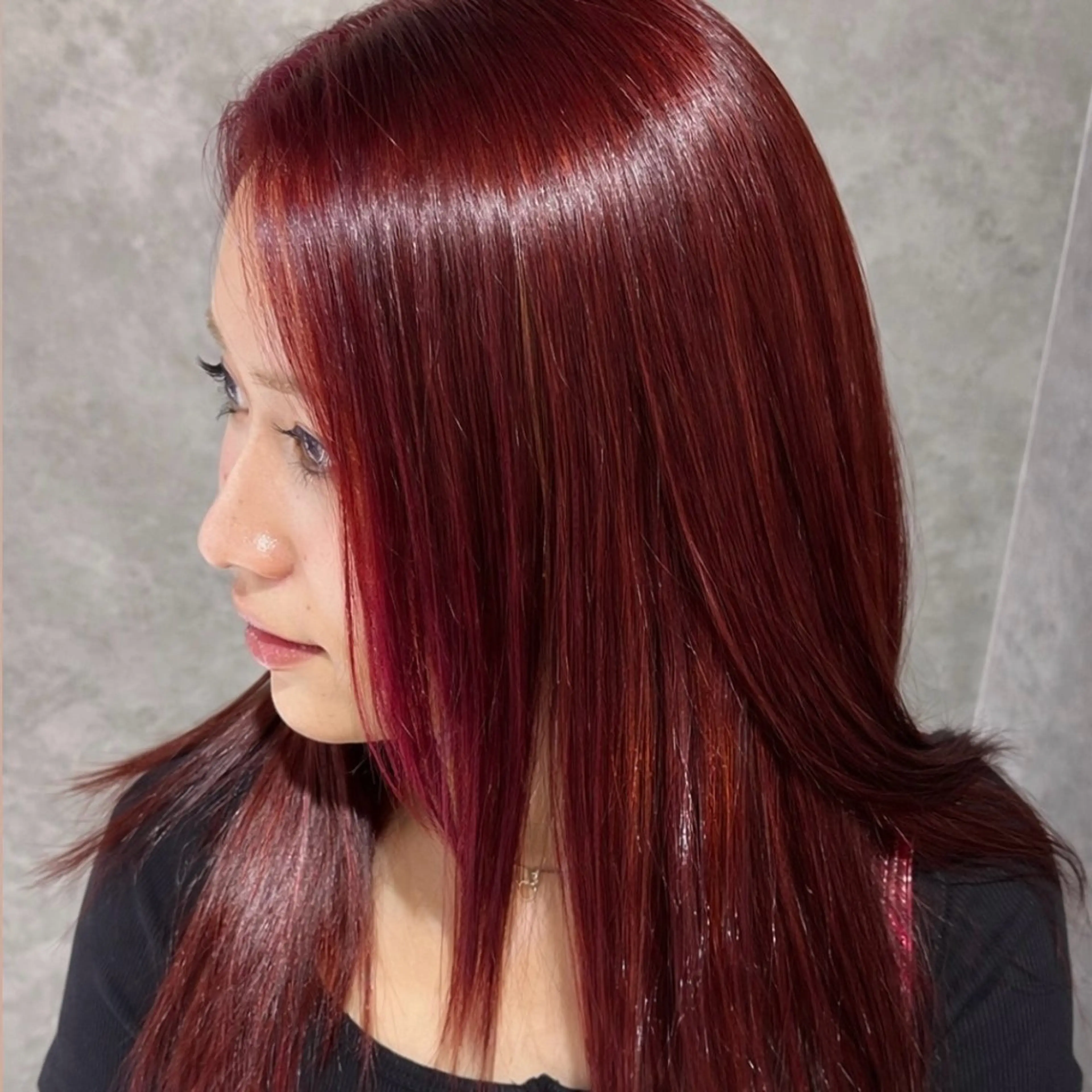 セミロング カラー ブリーチ 透明感カラー ダブルカラー ブリーチなしカラー レッドカラー ヘアカラー トリートメント Hair Salon COVO 美容院 柏 髪質改善所属・宮内 遥のヘアスタイル