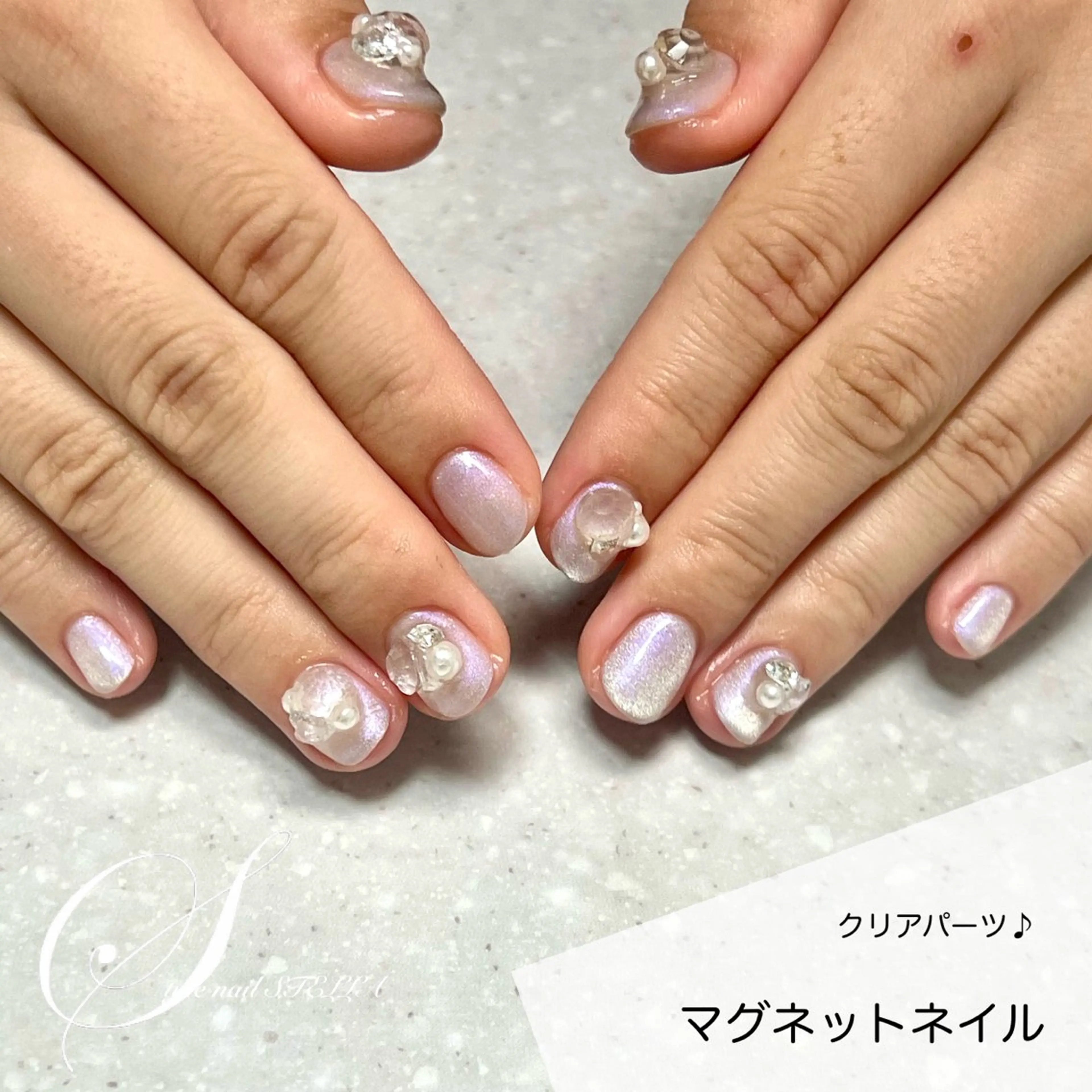 ネイル クリアネイル マグネットネイル ハンドネイル ステラ marikominoのネイルデザイン