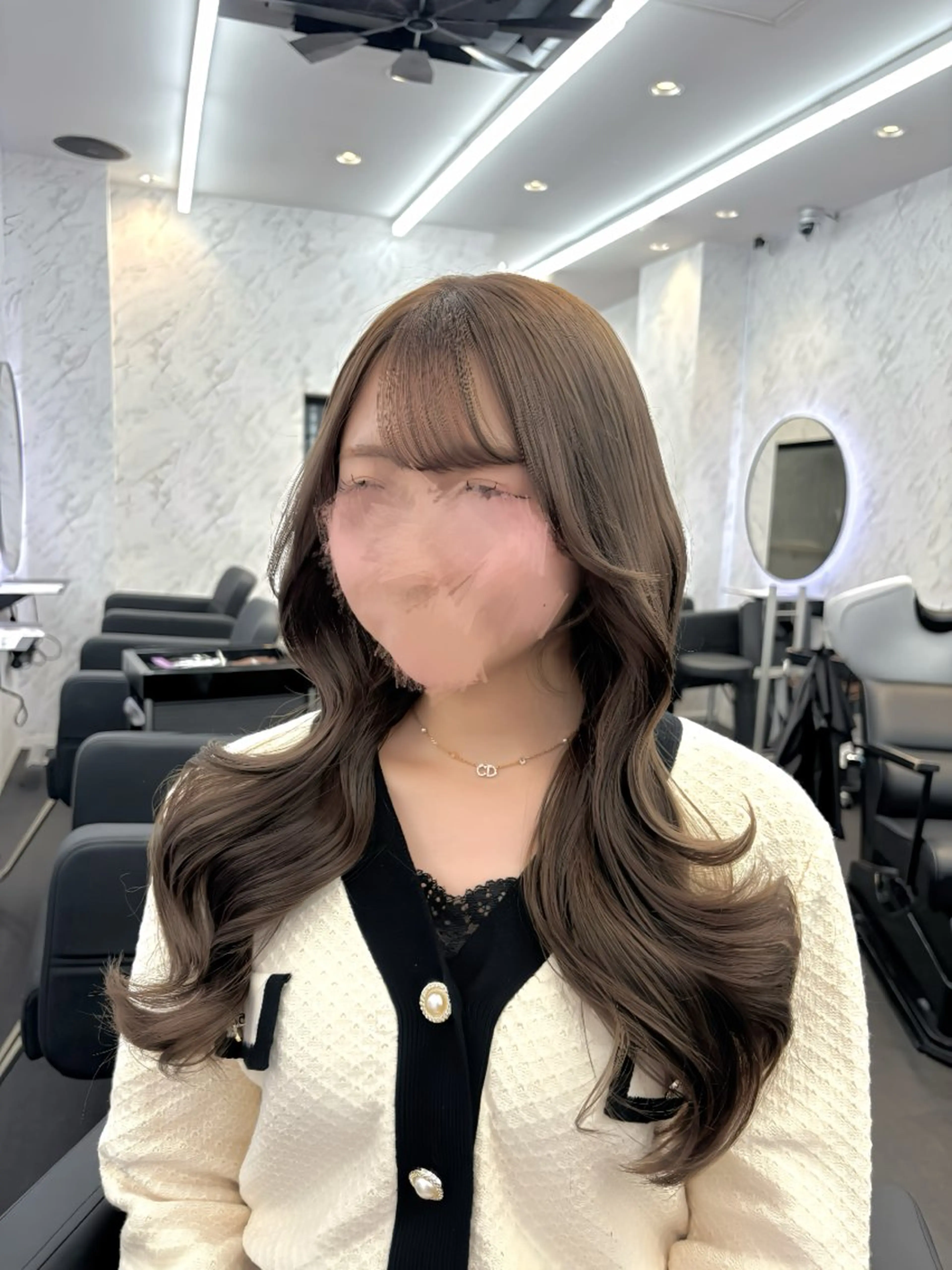 ロング カラー ブリーチ ダブルカラー グレージュ ブリーチなしカラー オリーブグレージュ カット ヘアカラー hair salon dot. mooda 韓国風サロン 町田店所属・韓国風ヘア🎀🩶 /♡𝓝𝓸𝓪♡のヘアスタイル