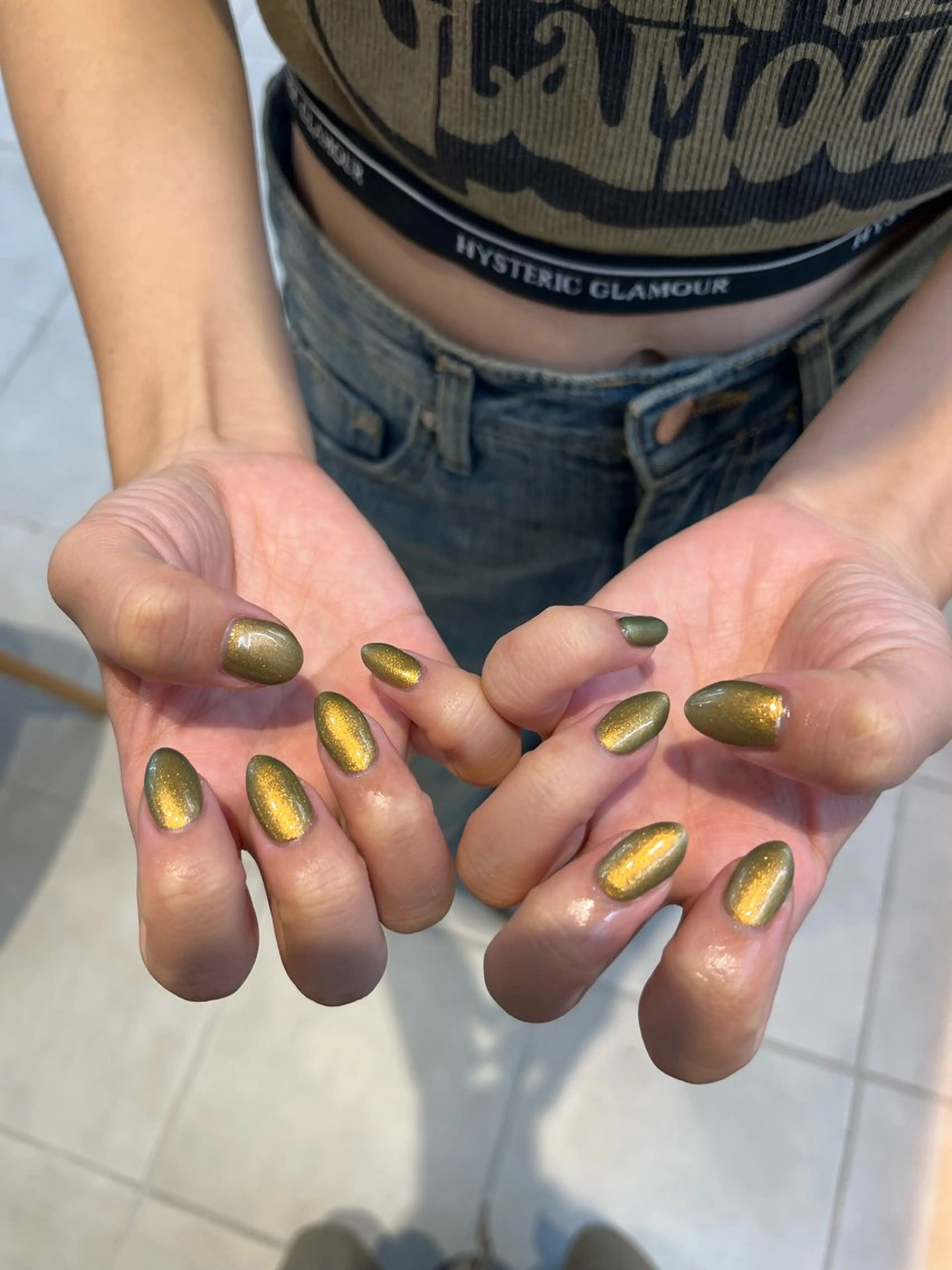 ネイル ゴールド ラメ(グリッター) deg゜ renaのネイルデザイン