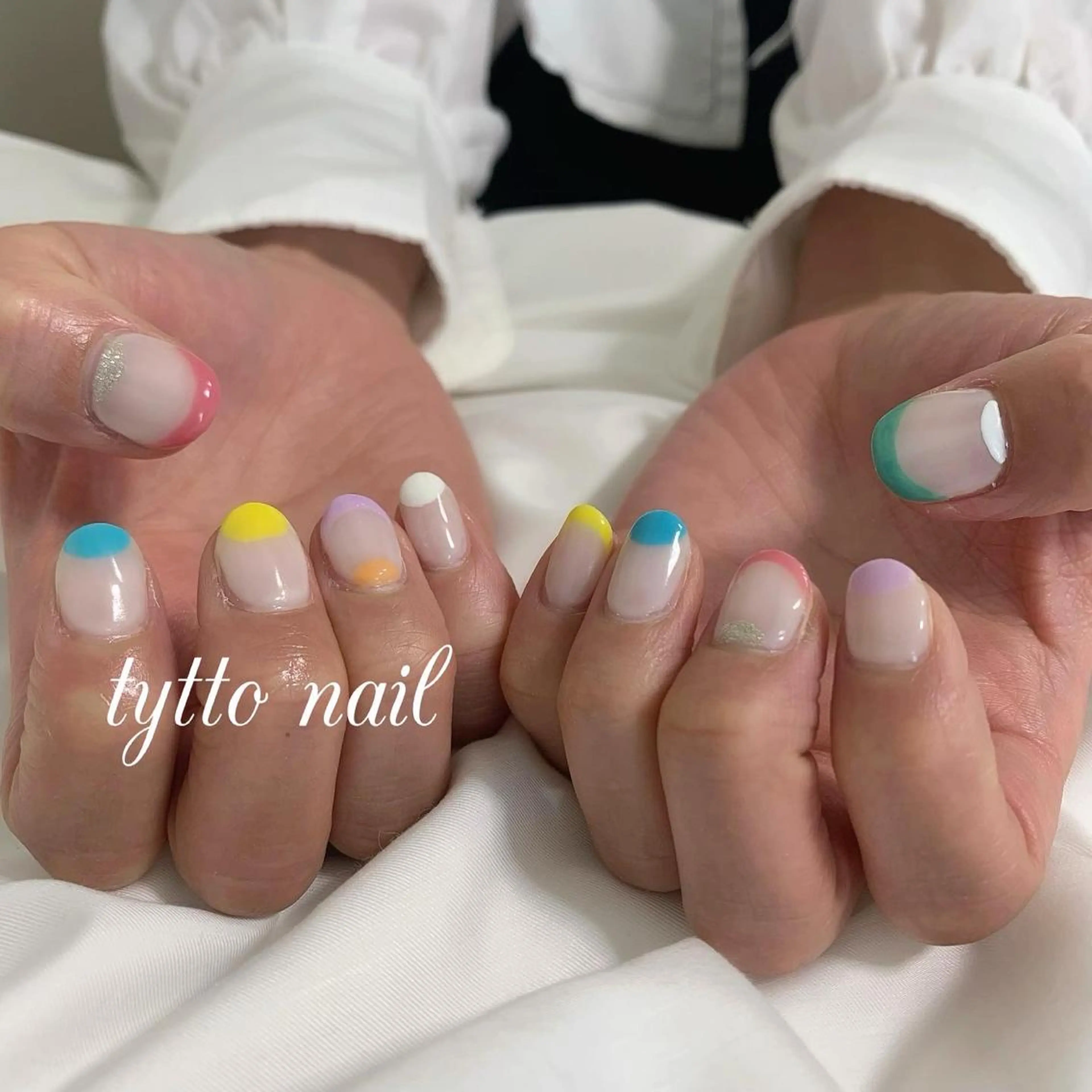 ネイル フレンチネイル 韓国ネイル ショートネイル tytto nail ❤︎‪‪eri‪‪のネイルデザイン