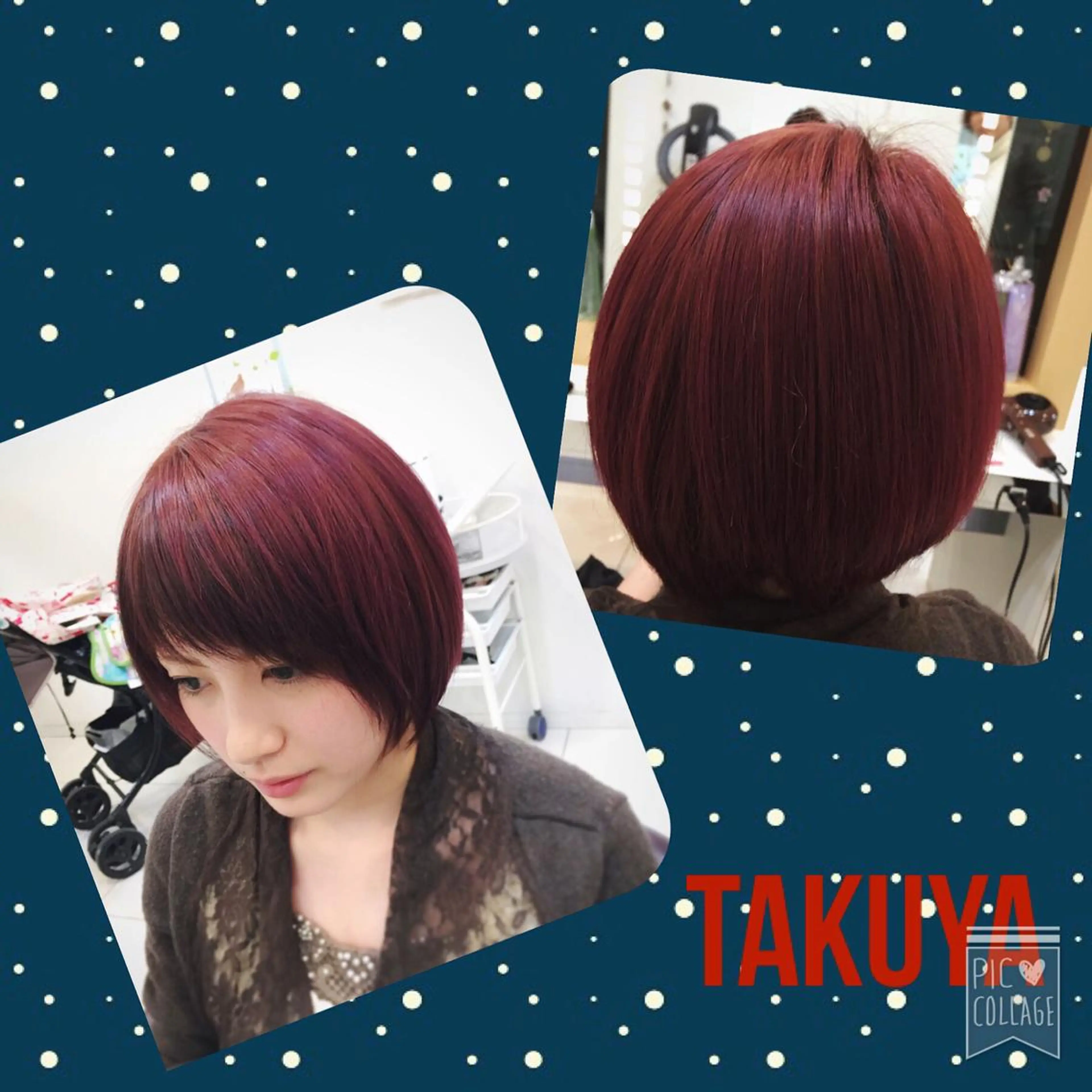 ショート カラー ブリーチ ダブルカラー パープルカラー レッドカラー 中村 卓也のヘアスタイル