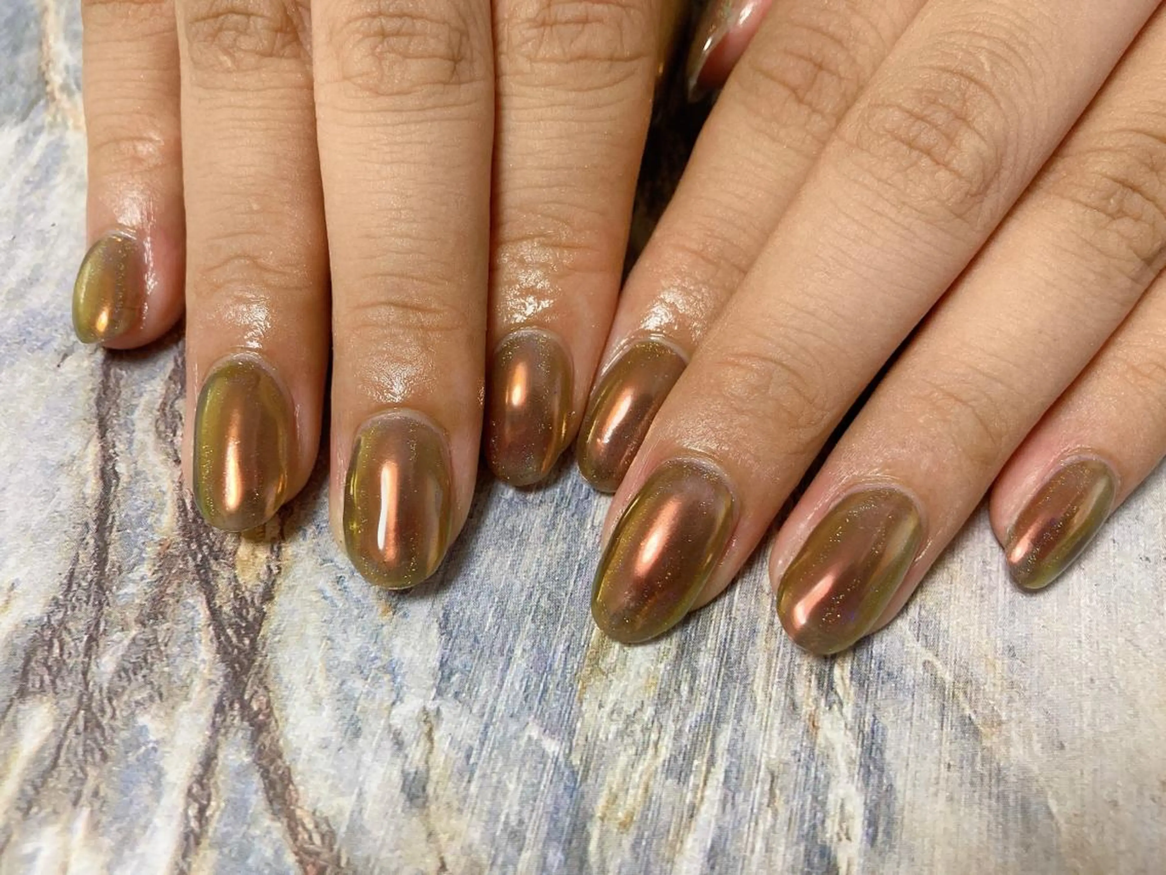 ネイル ブラウン ミラーネイル ハンドネイル Mogu nail 二子玉川のネイルデザイン