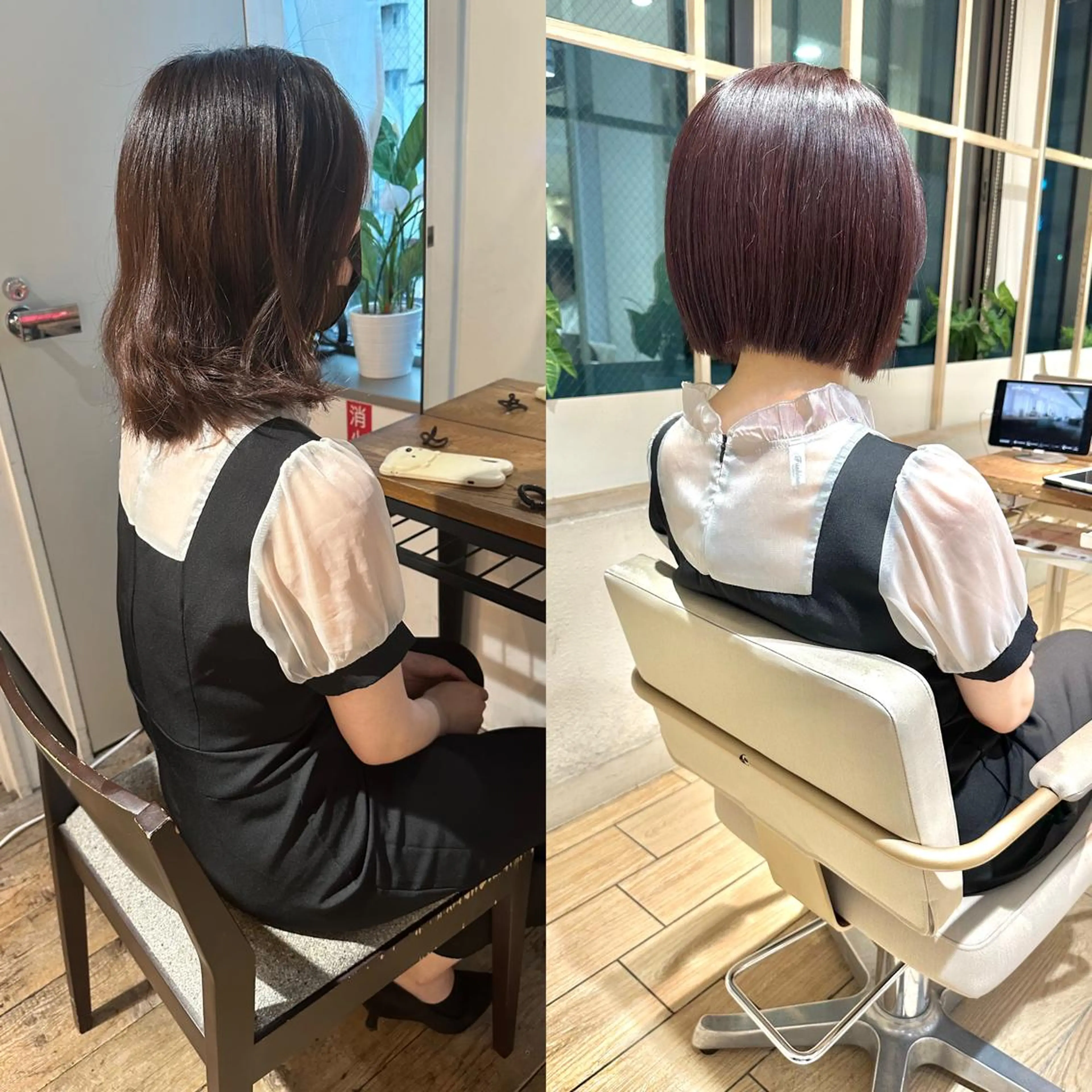 ミディアム 切りっぱなしボブ ショートボブ ボブ くびれヘア タンバルモリ カット ヘアカラー トリートメント 市原 大翼のヘアスタイル