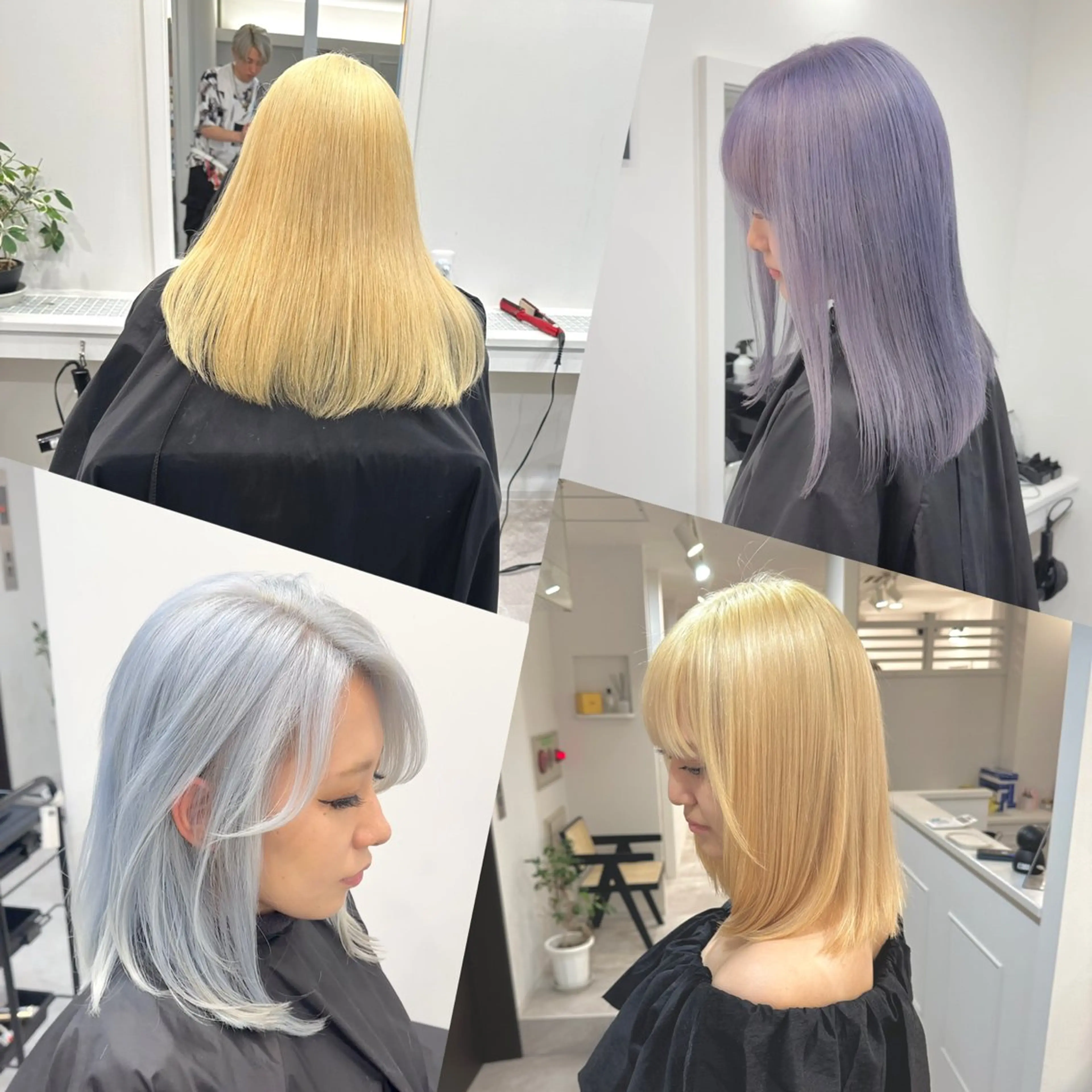 セミロング カラー ヘアアレンジ ブロンド ハイトーンカラー ラベンダーカラー SALOWIN京都河原町Suite店所属・外国人風レイヤー/ ハイトーンSHUのヘアスタイル