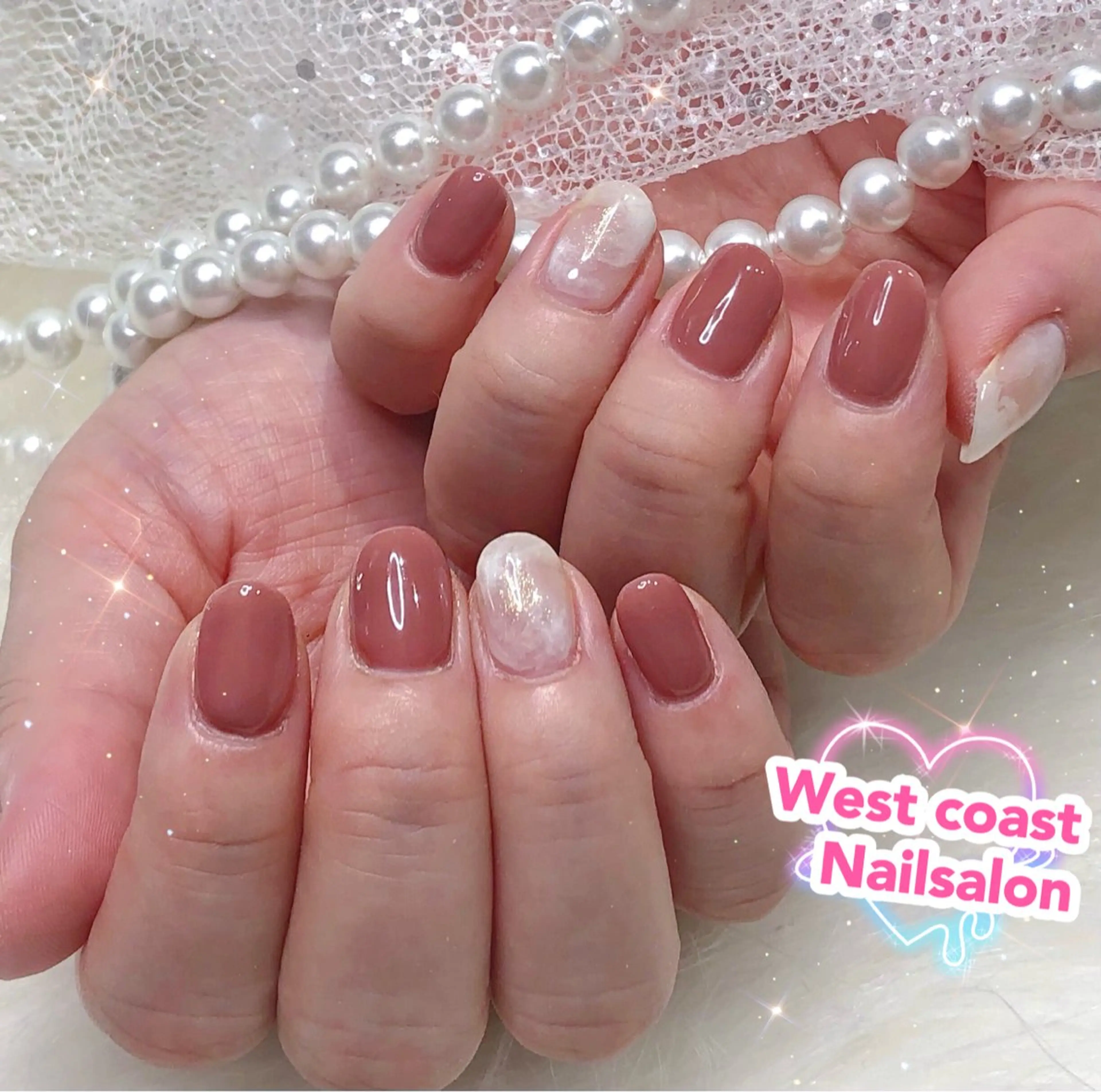 ネイル リボン、ガーリー パーツ放題専門店のネイルデザイン