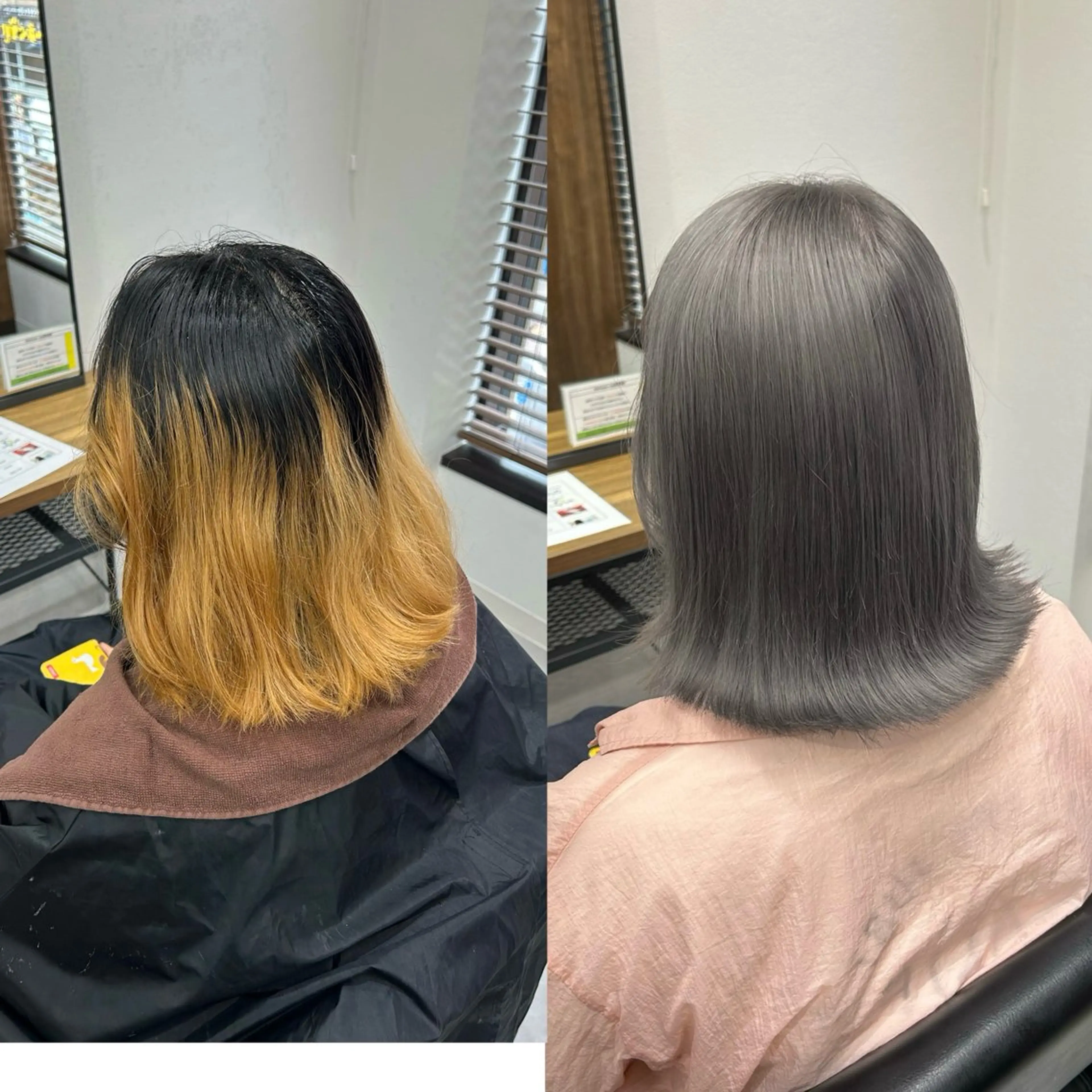 ショート カラー ブリーチ ダークグレー ヘアカラー ENA💗NEXT /ハイトーンエクステのヘアスタイル