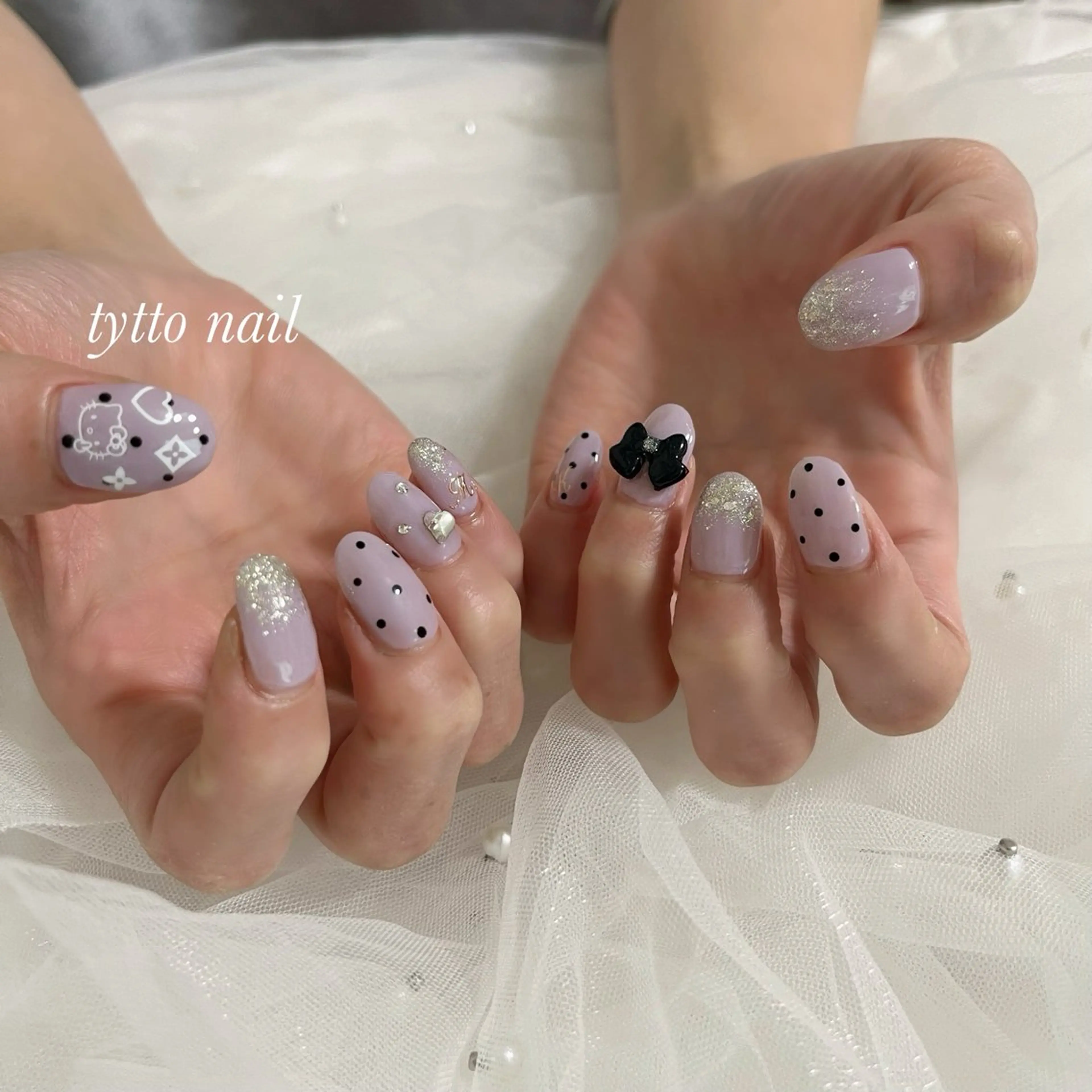 ネイル ドット フレンチネイル ガーリー ハート 韓国ネイル tytto nail ❤︎‪‪eri‪‪のネイルデザイン