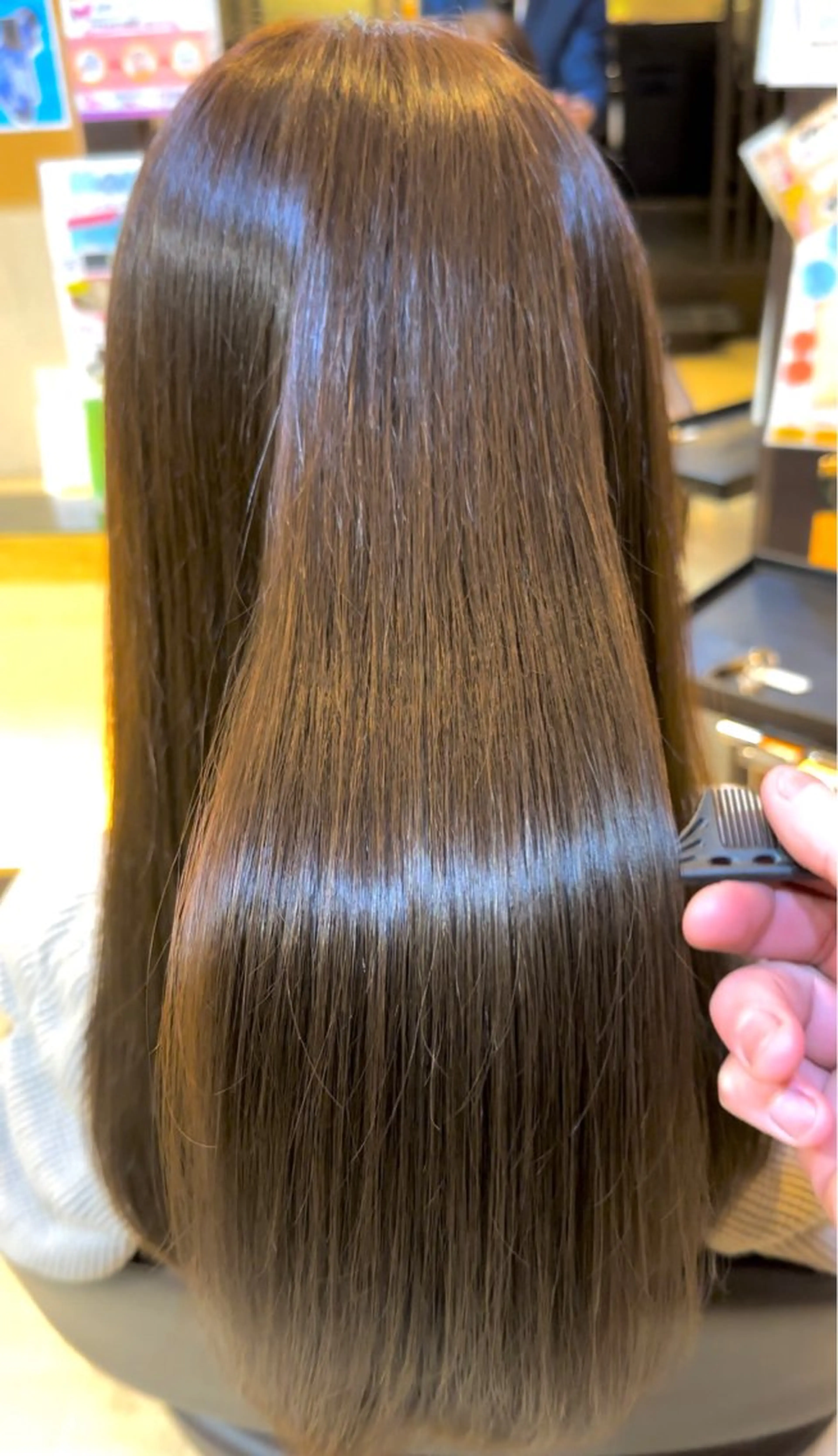 ロング 髪質改善 縮毛矯正 トリートメント 美髪矯正/酸性ストレ ート/艶カラー/堅田のヘアスタイル