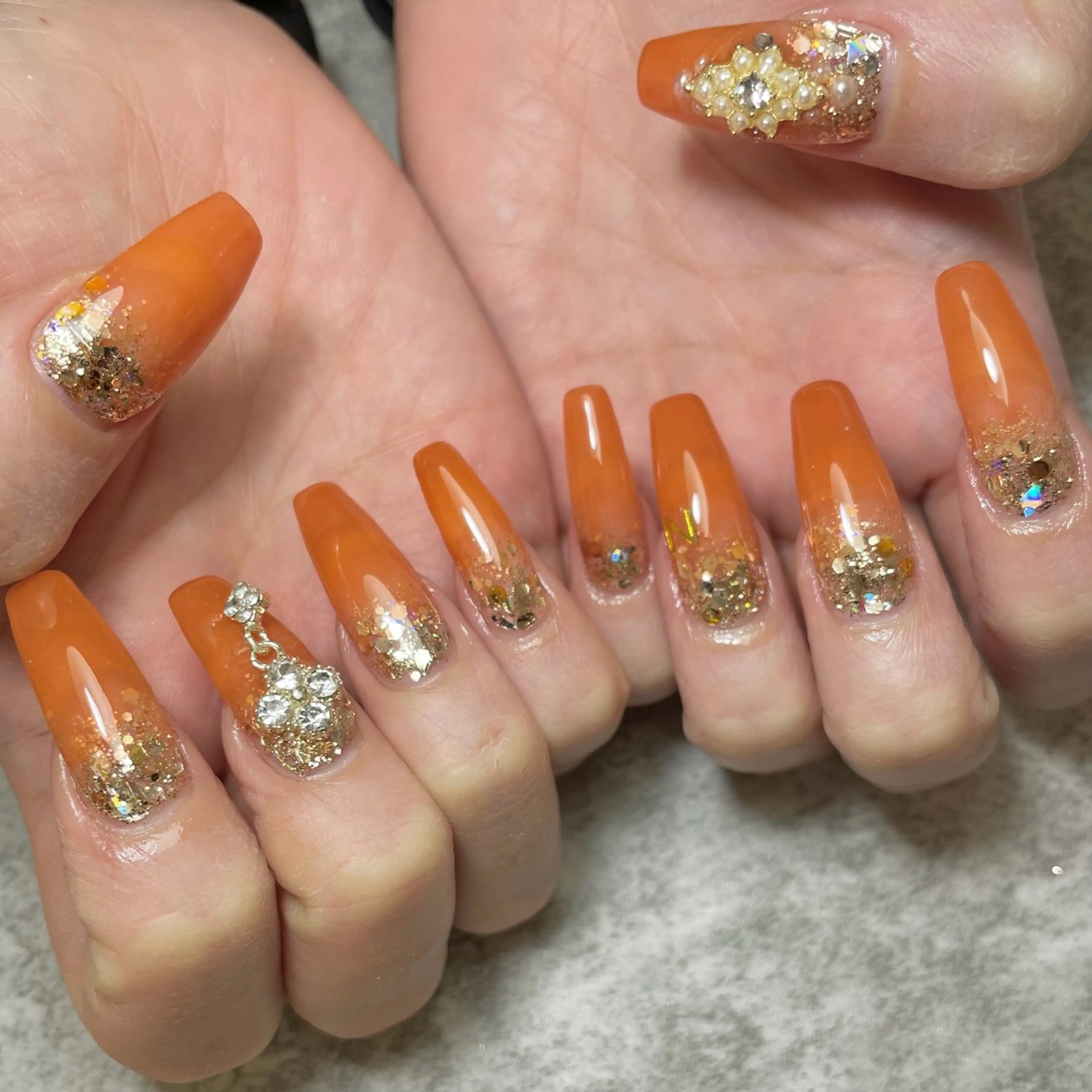 ネイル クリアネイル オレンジ Mii nailのネイルデザイン