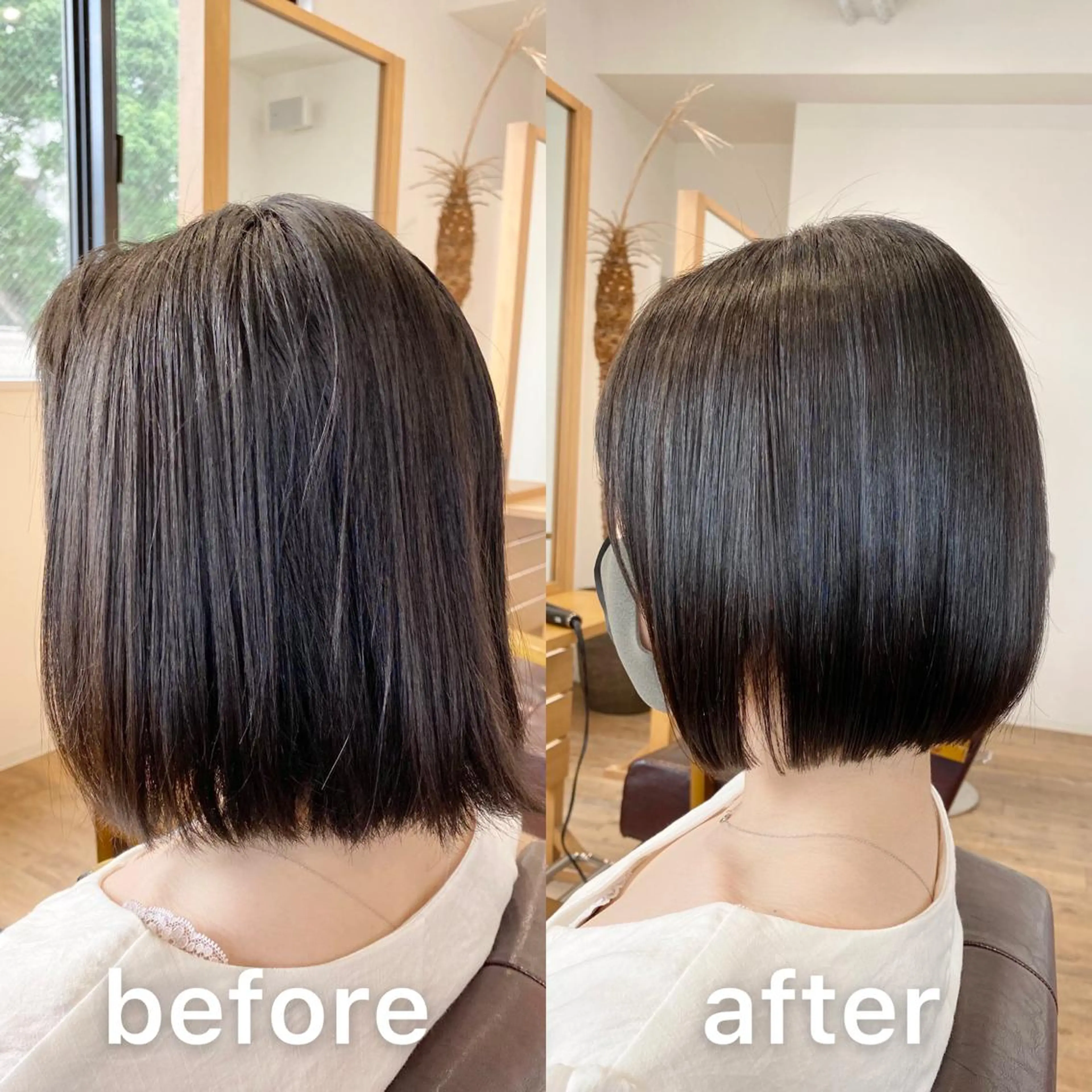 ショート パーマ 前下がりボブ ボブ くせ毛 髪質改善 ショートヘア KIZU 髪質改善 オカルト怪談のヘアスタイル