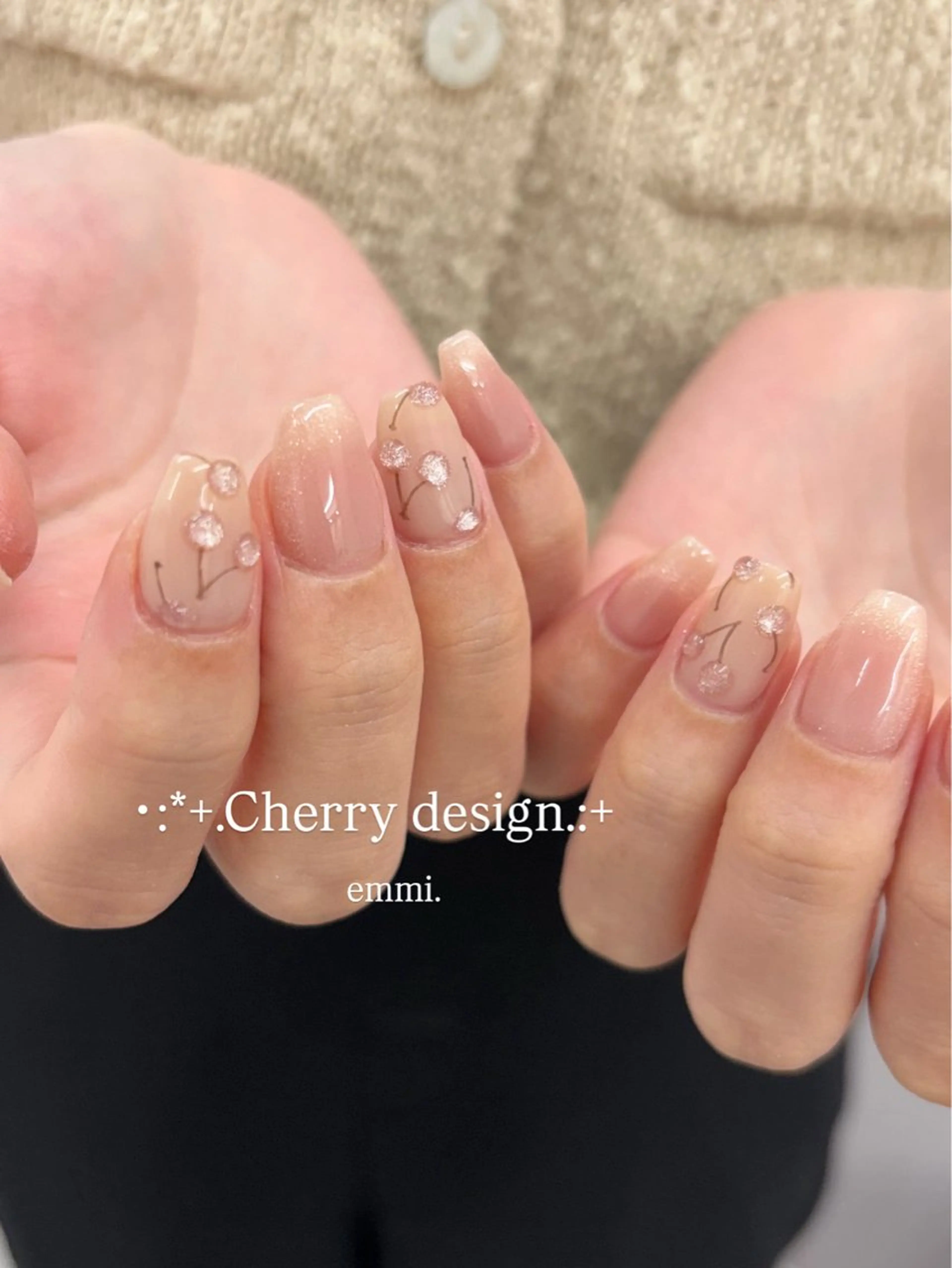 ネイル チークネイル フレンチネイル ガーリー 氷ネイル・うるうるネイル キラキラネイル ハンドネイル GO TODAY SHAiRE SALON 表参道colore店所属・emmi nailのネイルデザイン