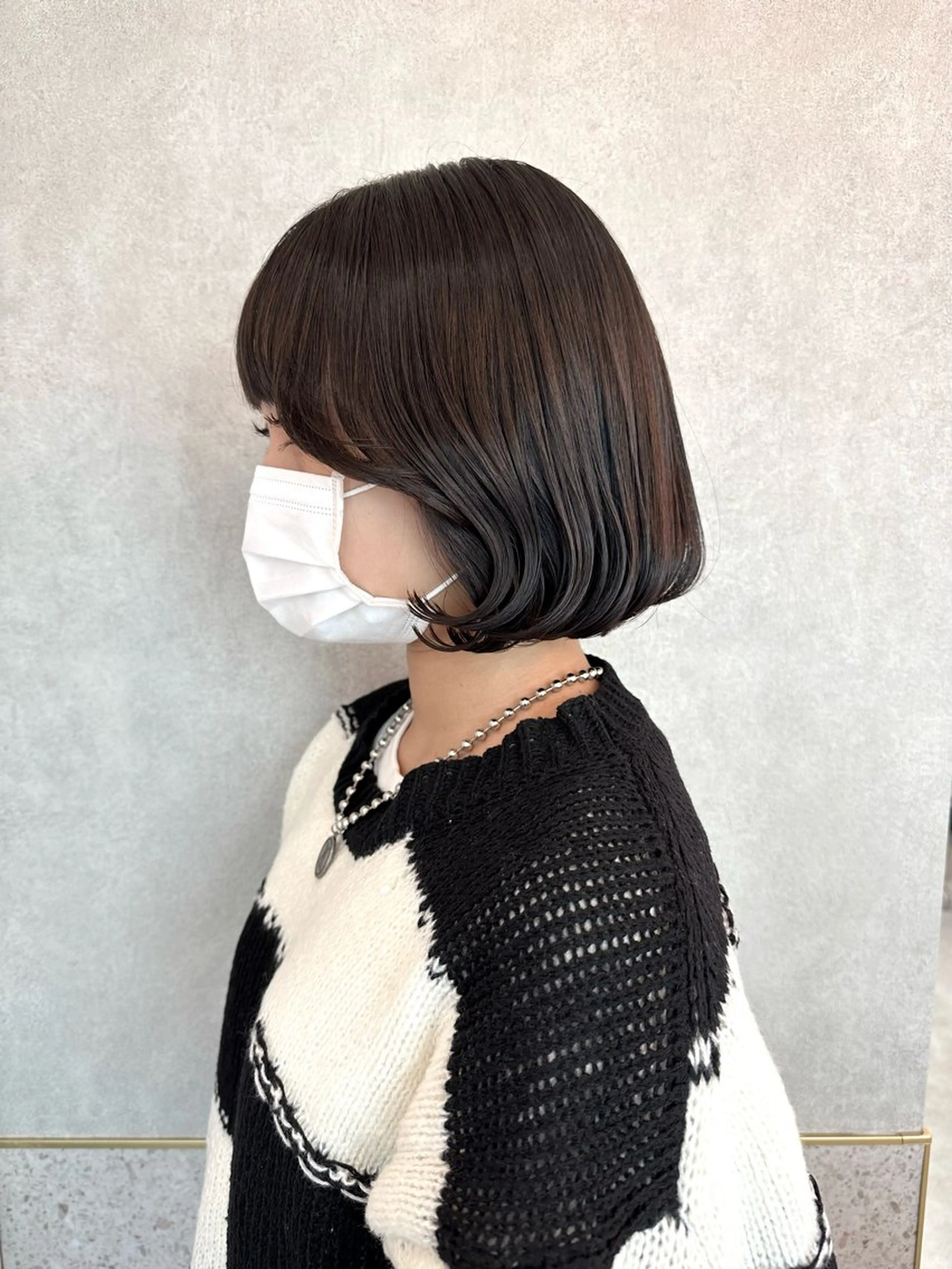 ショート カラー ブラウンカラー 透明感カラー ダークブラウン ボブ 顔まわりレイヤー 新宿/韓国ヘア/ 韓国ボブ/Mayuのヘアスタイル