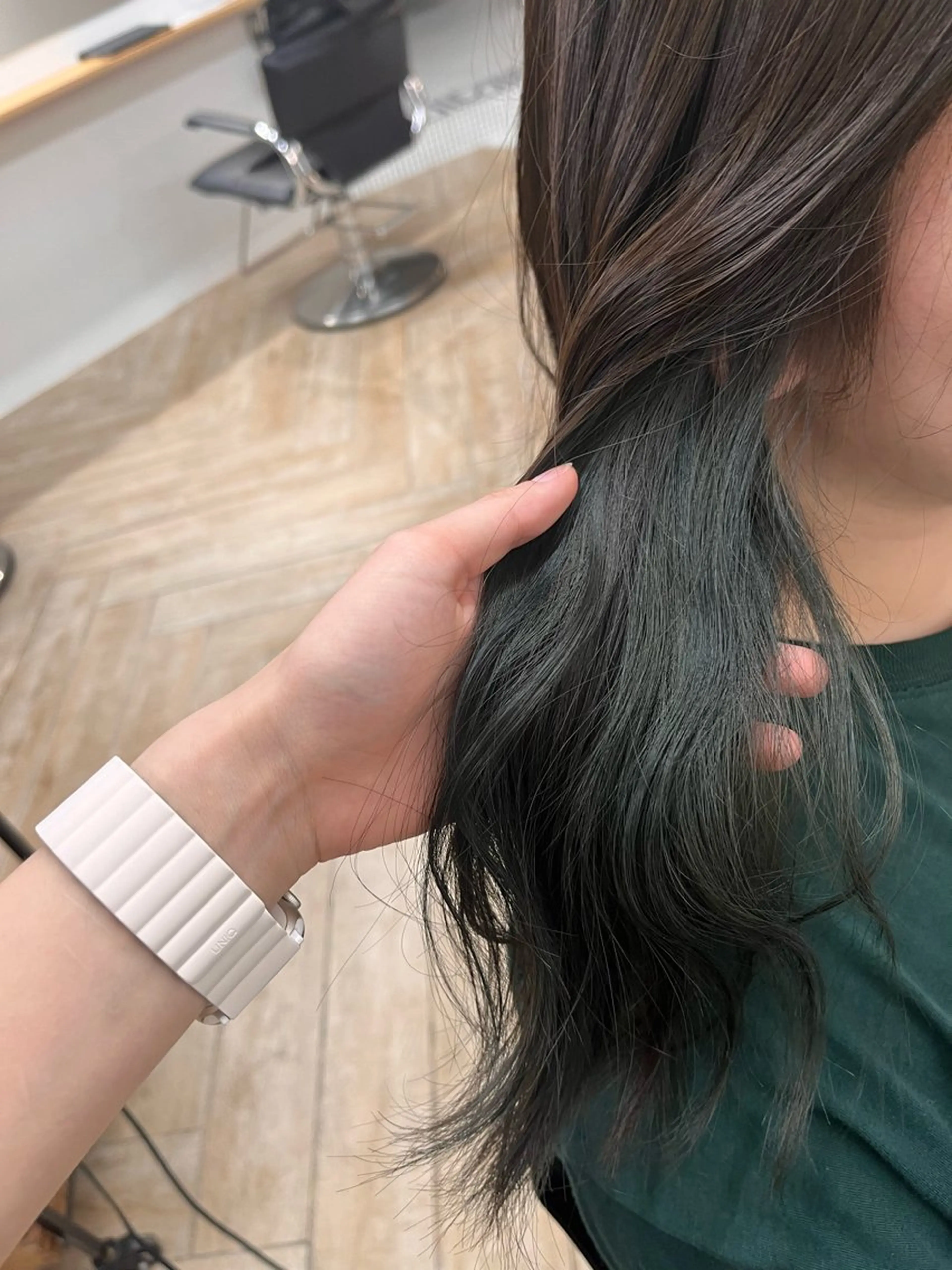 ロング カラー アッシュ オレンジ パーマ/縮毛矯正 /韓国風/佐藤里咲のヘアスタイル