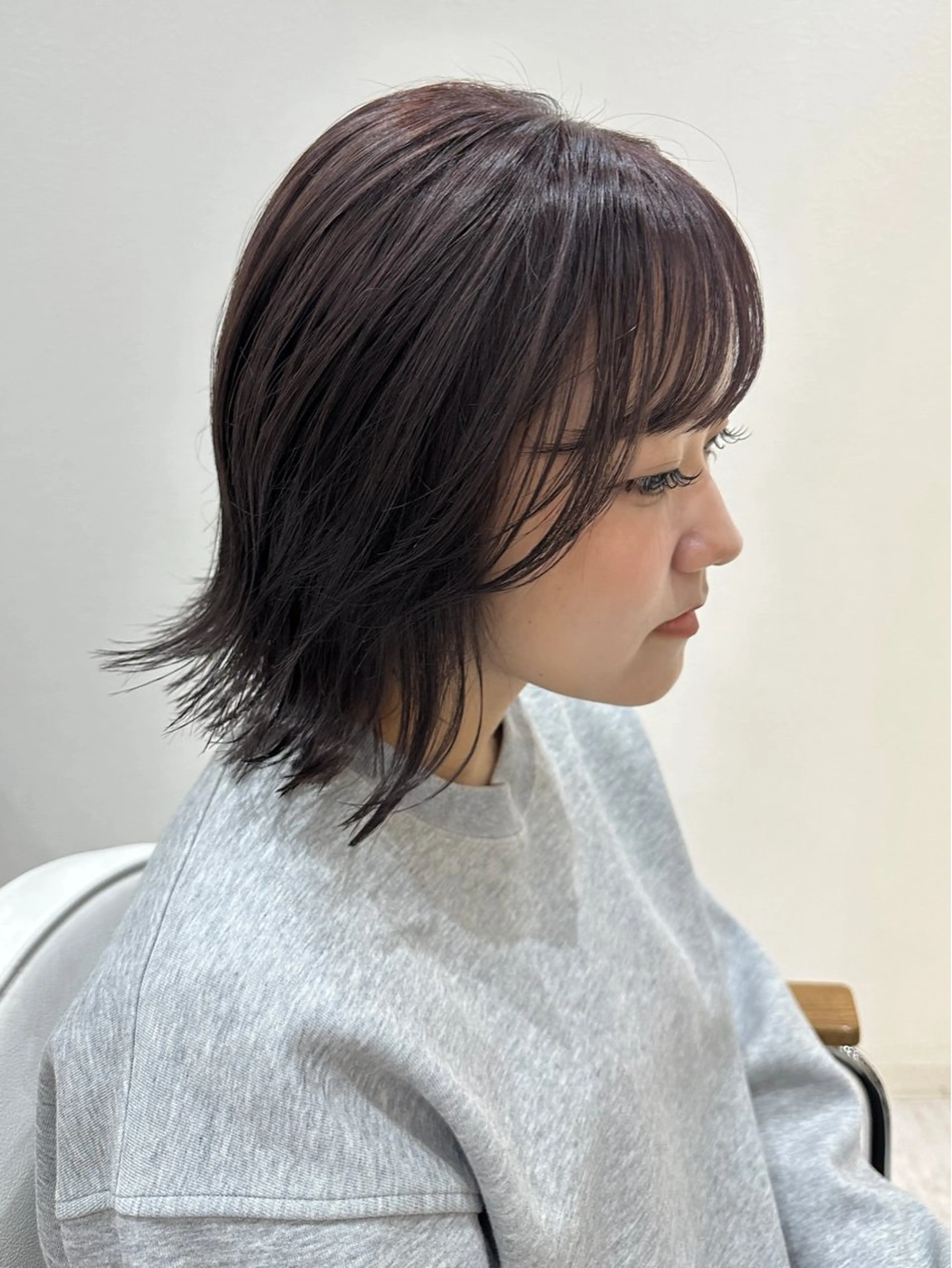 ミディアム カラー 透明感カラー オリーブカラー 顔周りカット トリートメント 赤み消し/オリーブ カーキ/福田れんのヘアスタイル