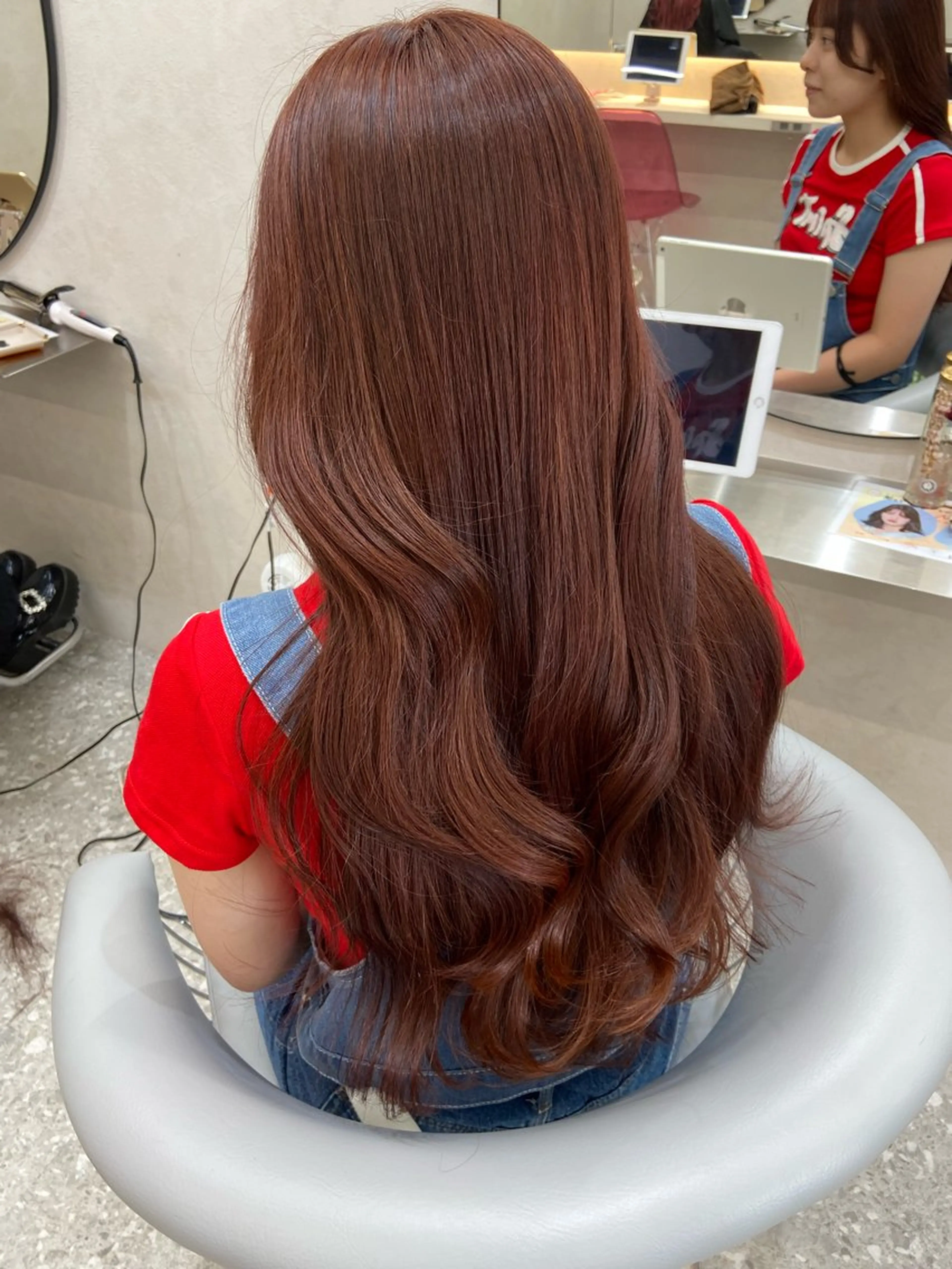 ロング カラー ベージュカラー ブリーチ ブラウンカラー ダブルカラー ブリーチなしカラー 新宿/韓国ヘア 中明度カラー/かやのヘアスタイル