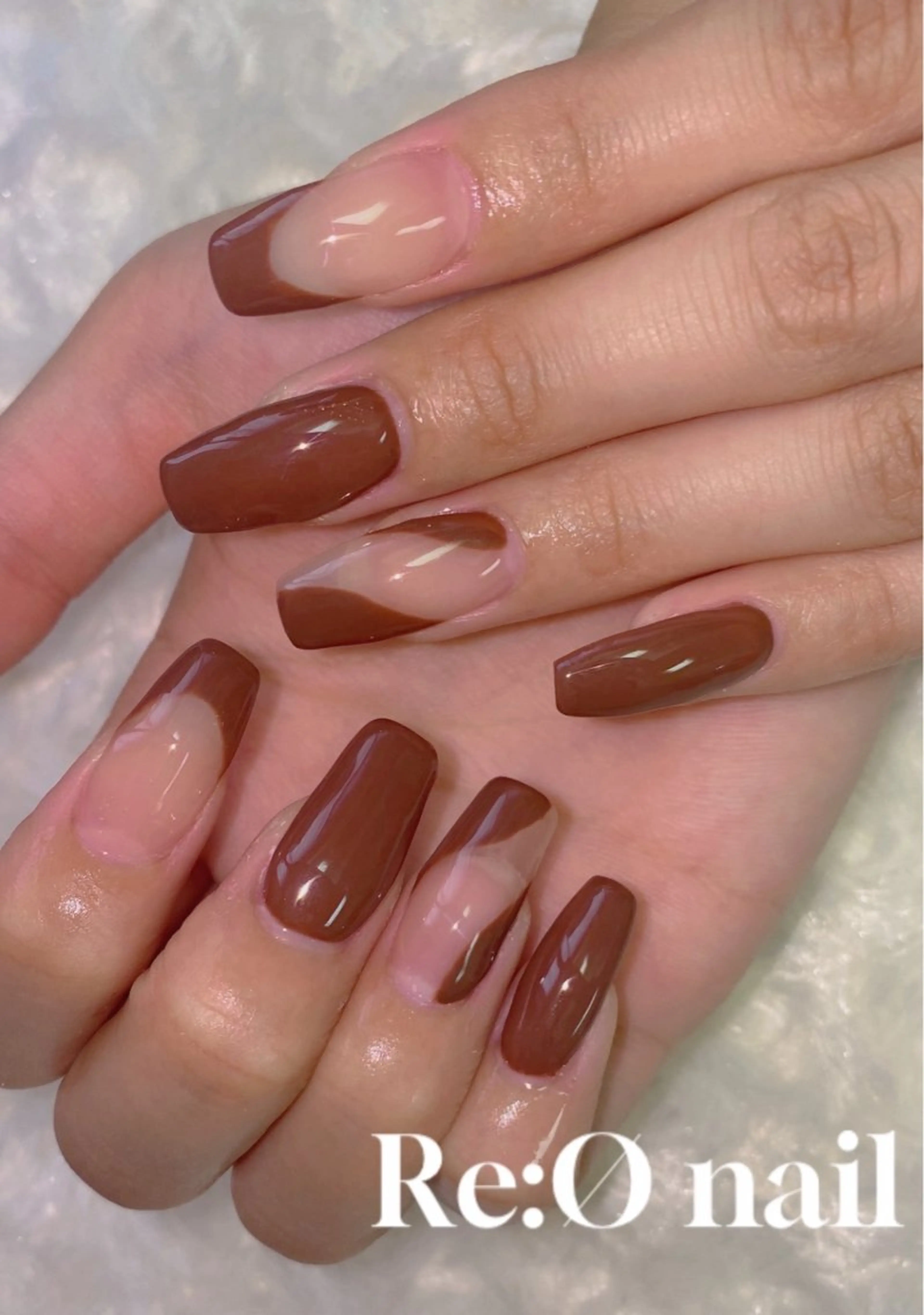 ネイル ブラウン ハンドネイル Re:Ø nail 🩵TSUJIのネイルデザイン