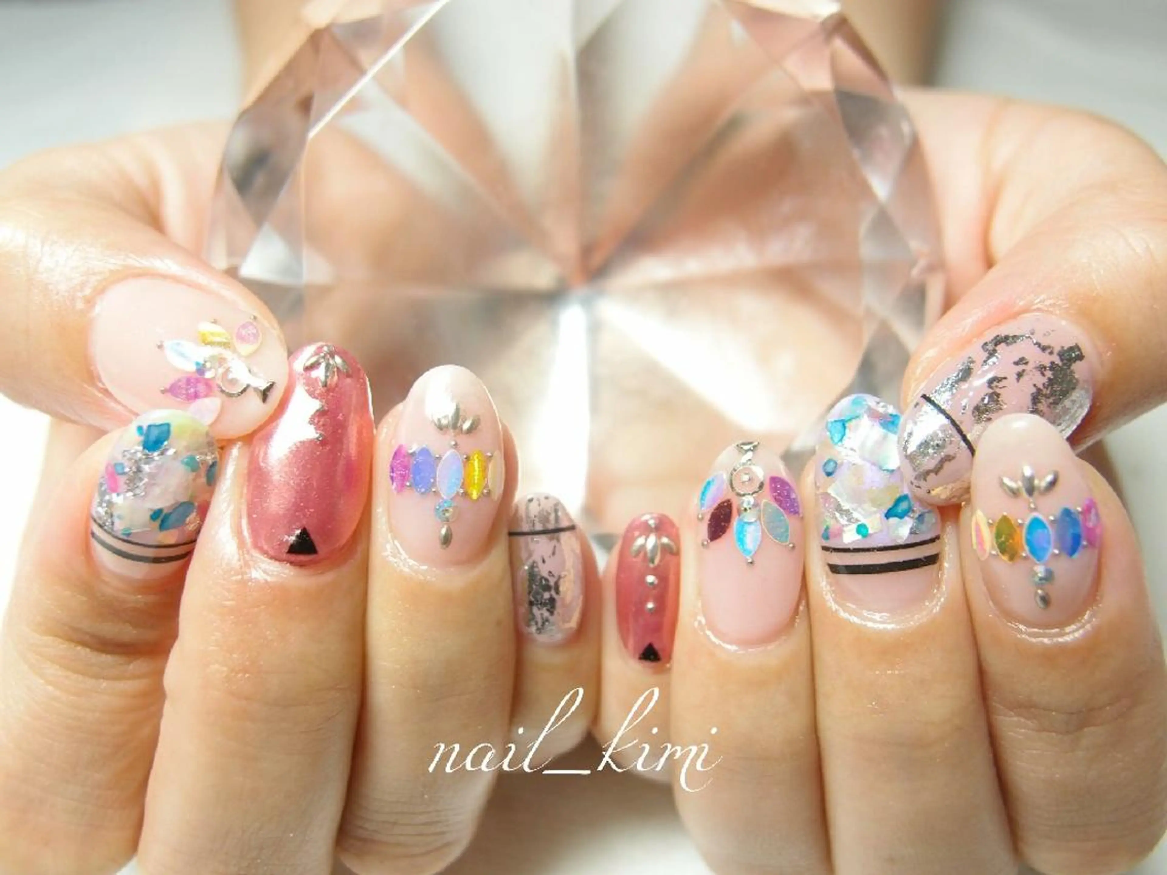 ネイル メンズ アートネイル 持ち込み ストーンネイル ConneQt所属・ETHOSENSE. kimikaのネイルデザイン