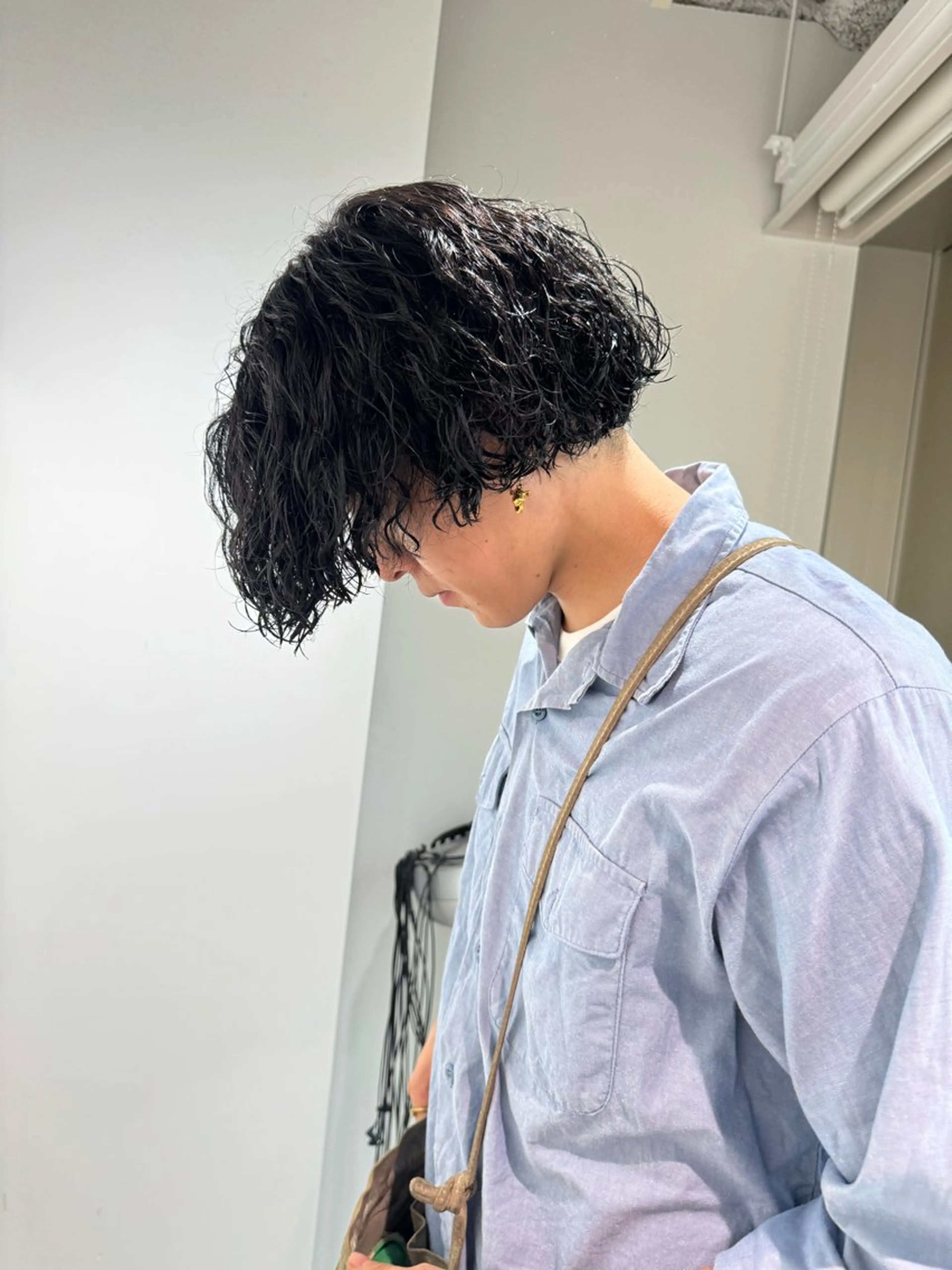 ミディアム パーマ メンズ カット パーマ 店長　MANAMI ／ブリーチ／骨格ボブのヘアスタイル