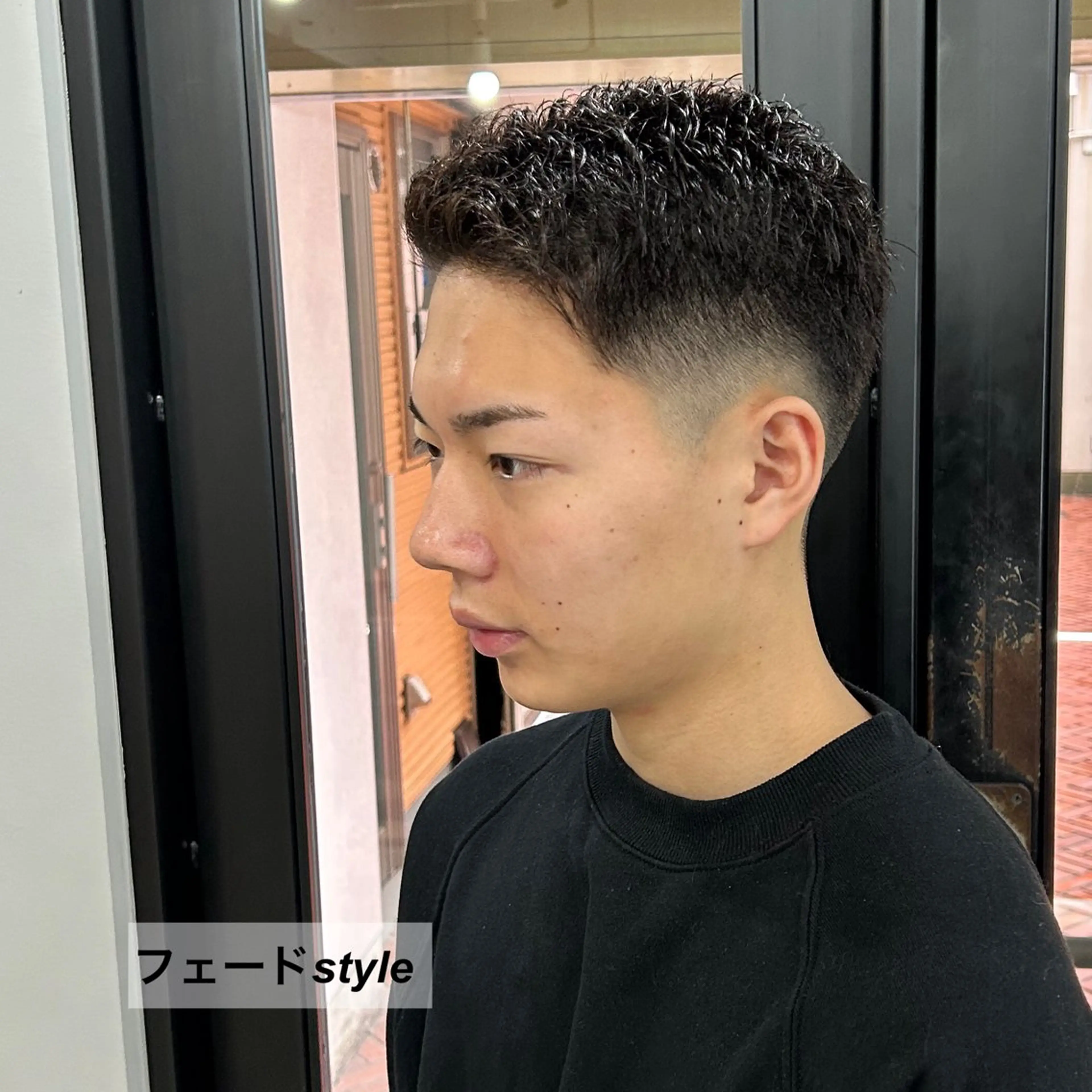 ショート メンズ アップバング フェードカット 天王寺/メンズパーマ /フェード/河本かほのヘアスタイル