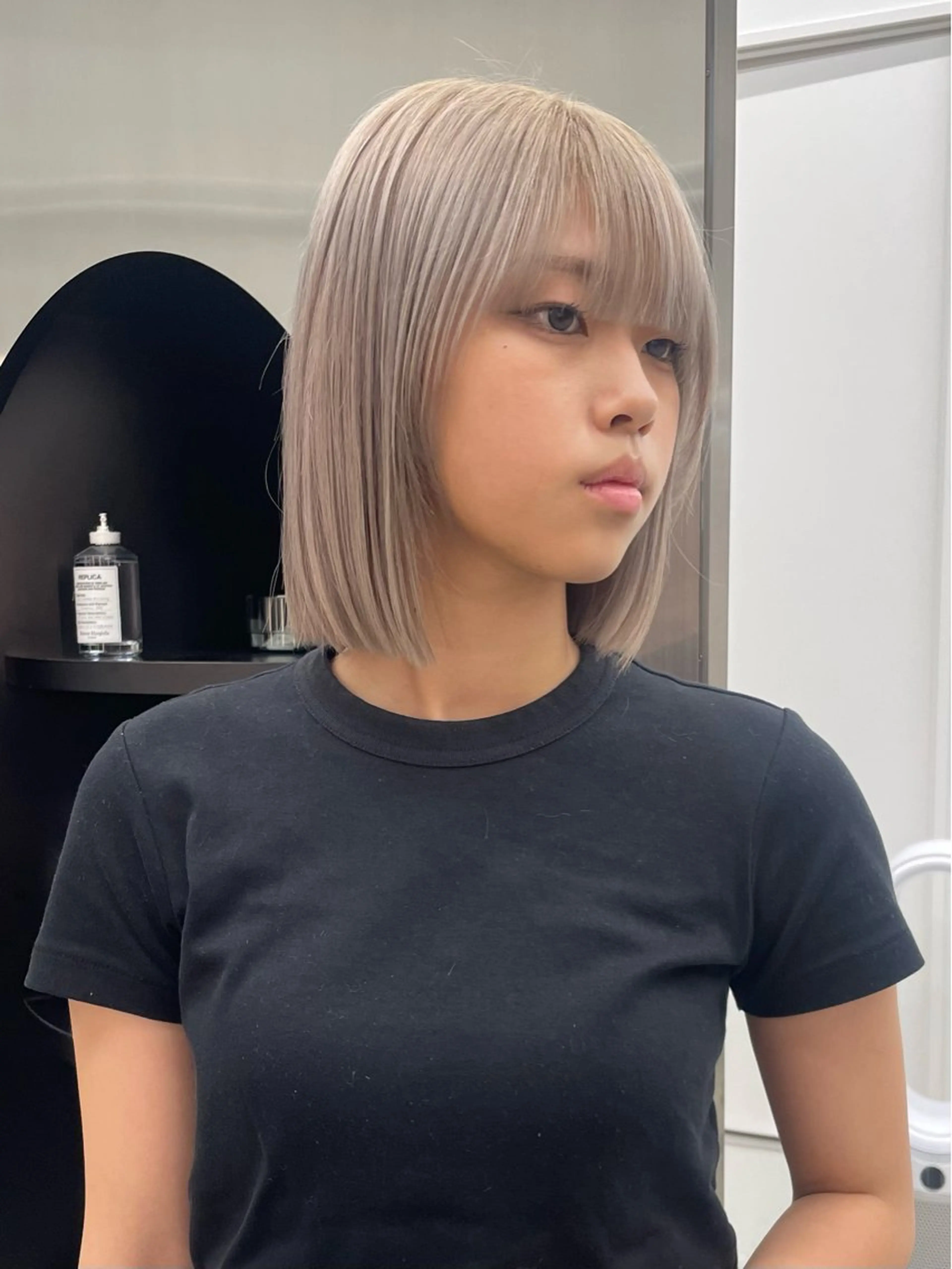 ミディアム カラー ベージュカラー ミルクティーベージュ 薬院浄水通/ショート /ボブ/rukaのヘアスタイル