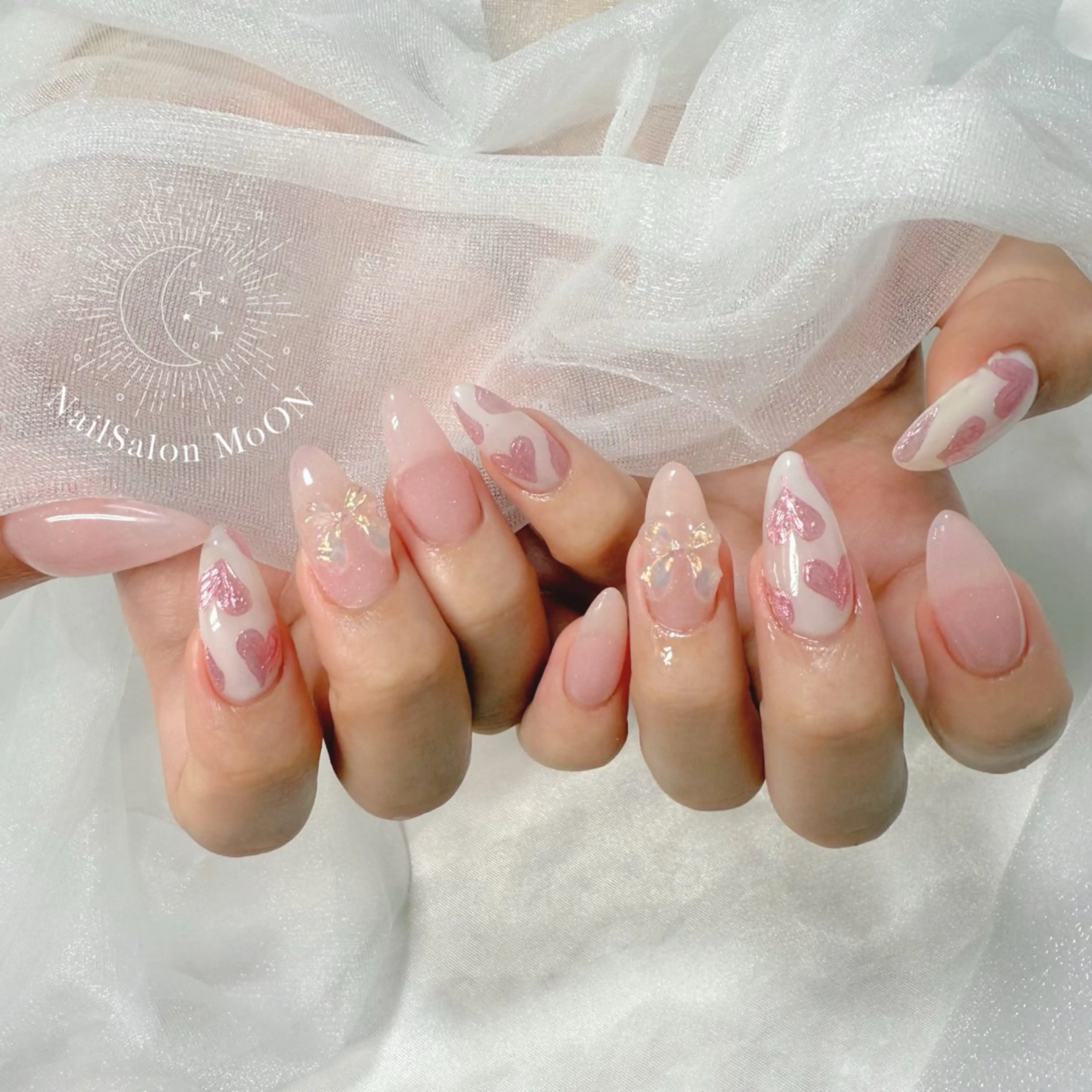 ネイル リボン ハンドネイル ハンドケア MoON...❤︎ MeGuのネイルデザイン