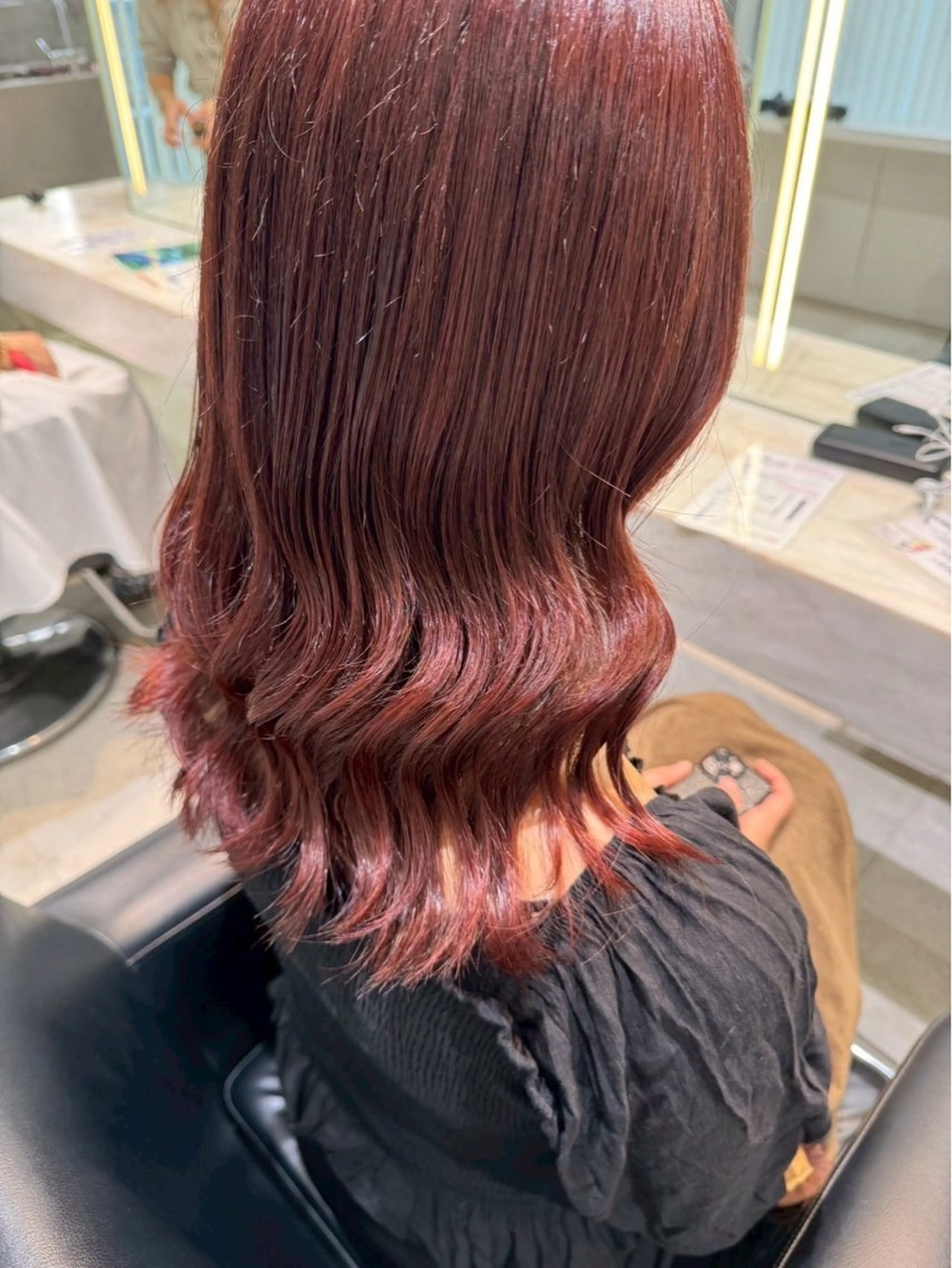 セミロング カラー ヘアカラー 艶カラー/ ストレート/くるみのヘアスタイル