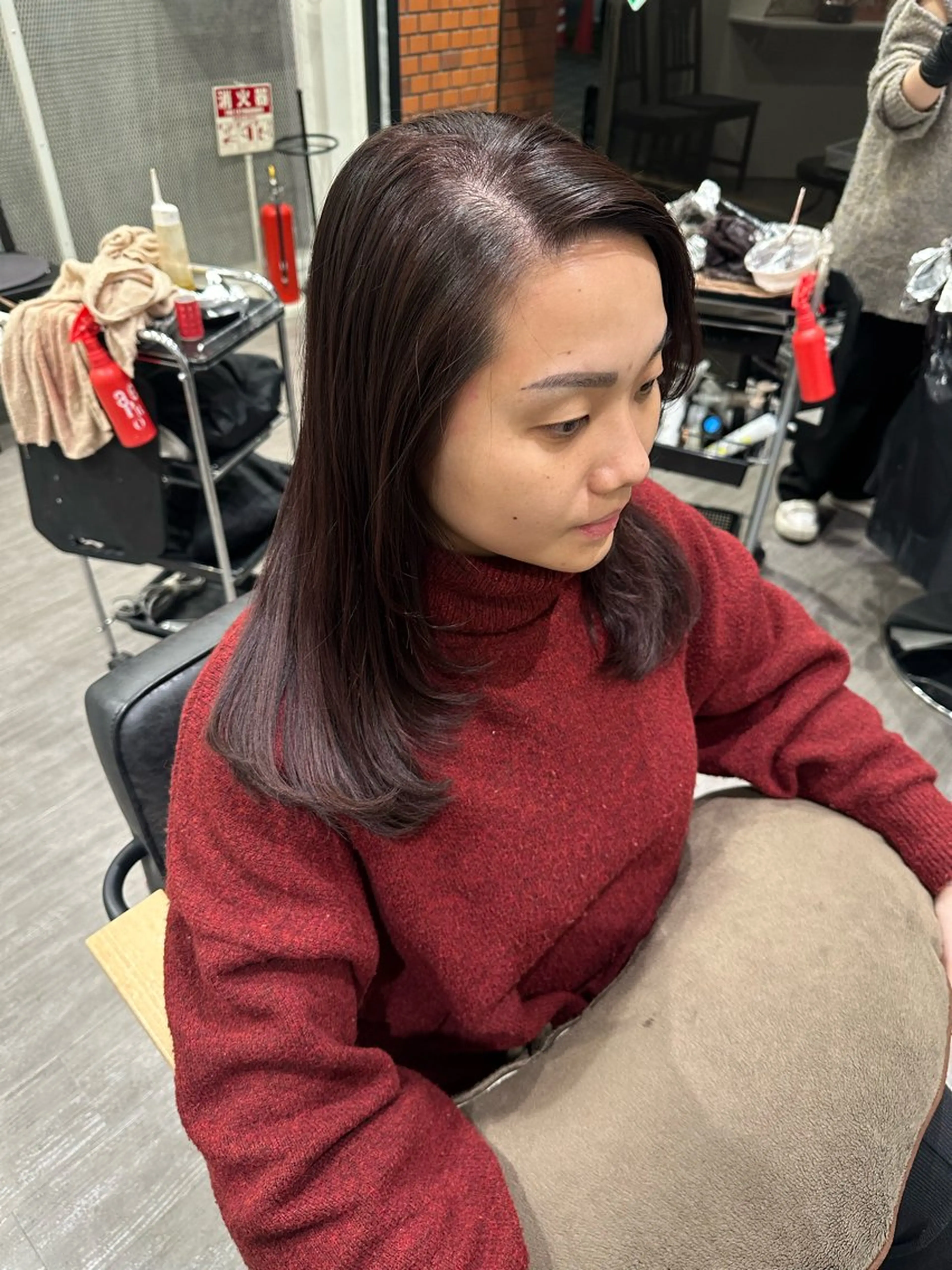 ミディアム カラー ブラウンカラー レッドカラー 艶髪レイヤー上田 紗也🇰🇷💗のヘアスタイル