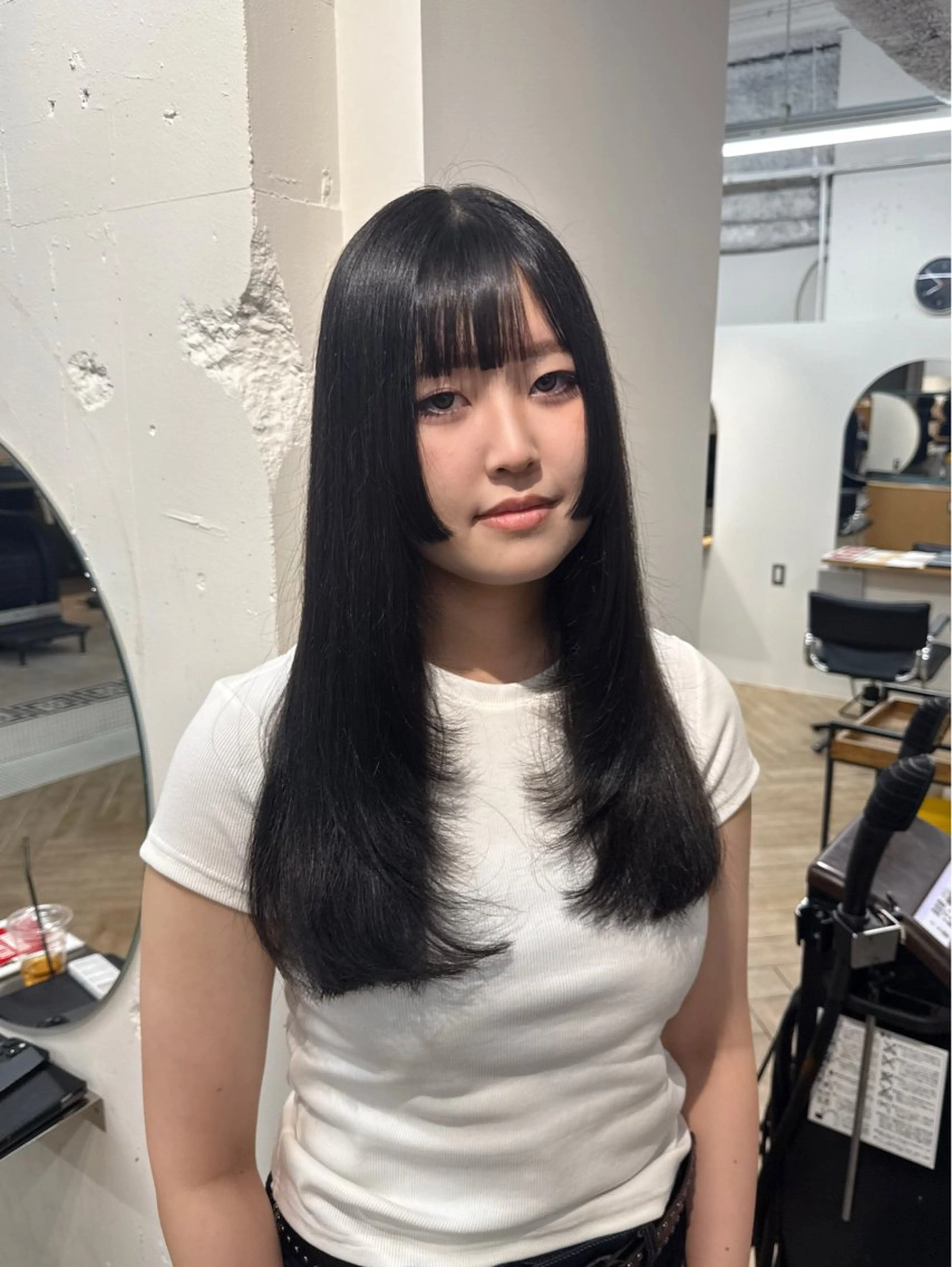 ロング 姫カット レイヤーカット カット ヘアカラー トリートメント 新潟/万代/レイヤー 韓国風/明間未来のヘアスタイル