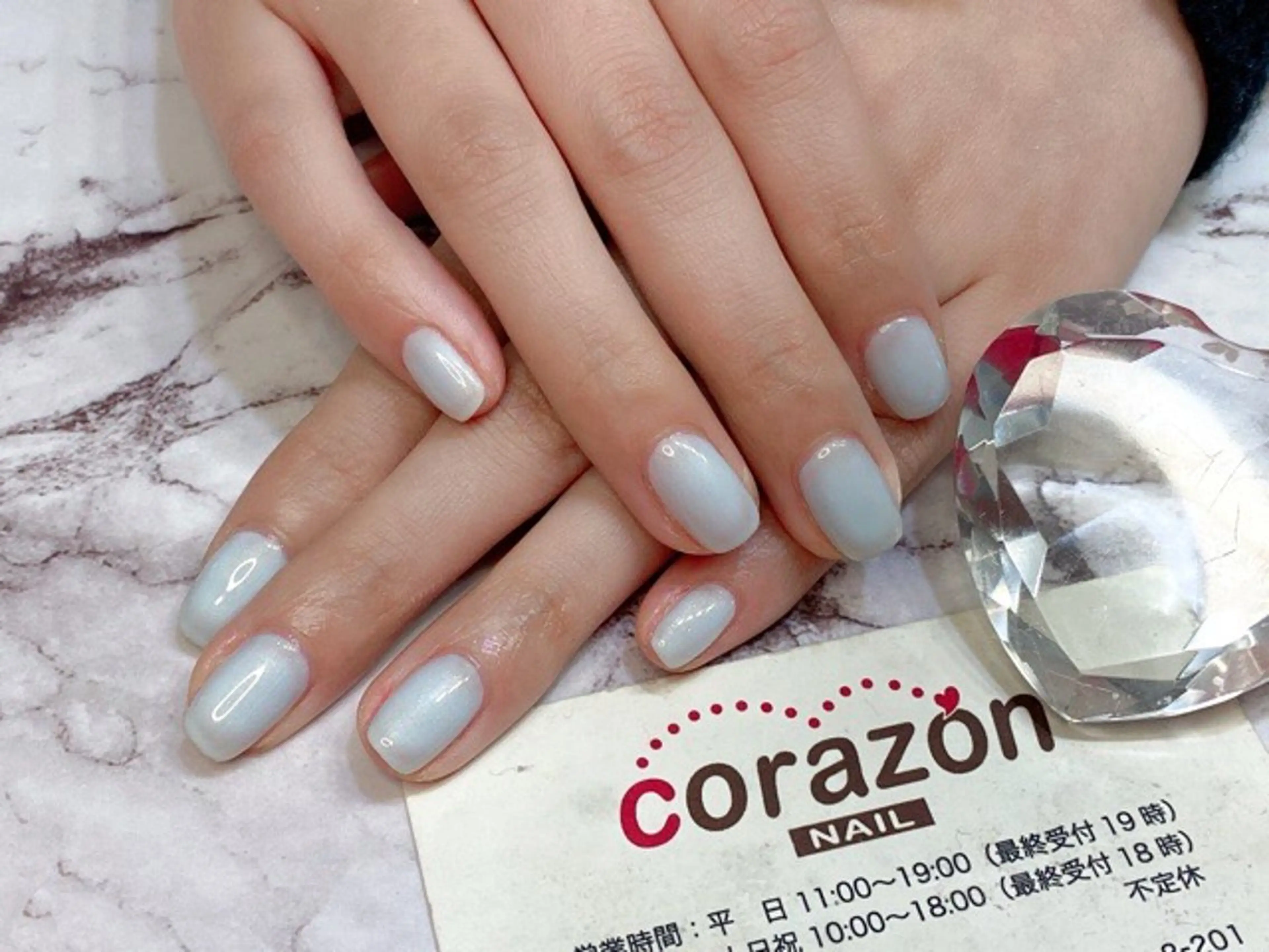 ネイル ジェルネイル 水色 ワンカラーネイル ハンドネイル corazon所属・ネイリスト aicoのネイルデザイン