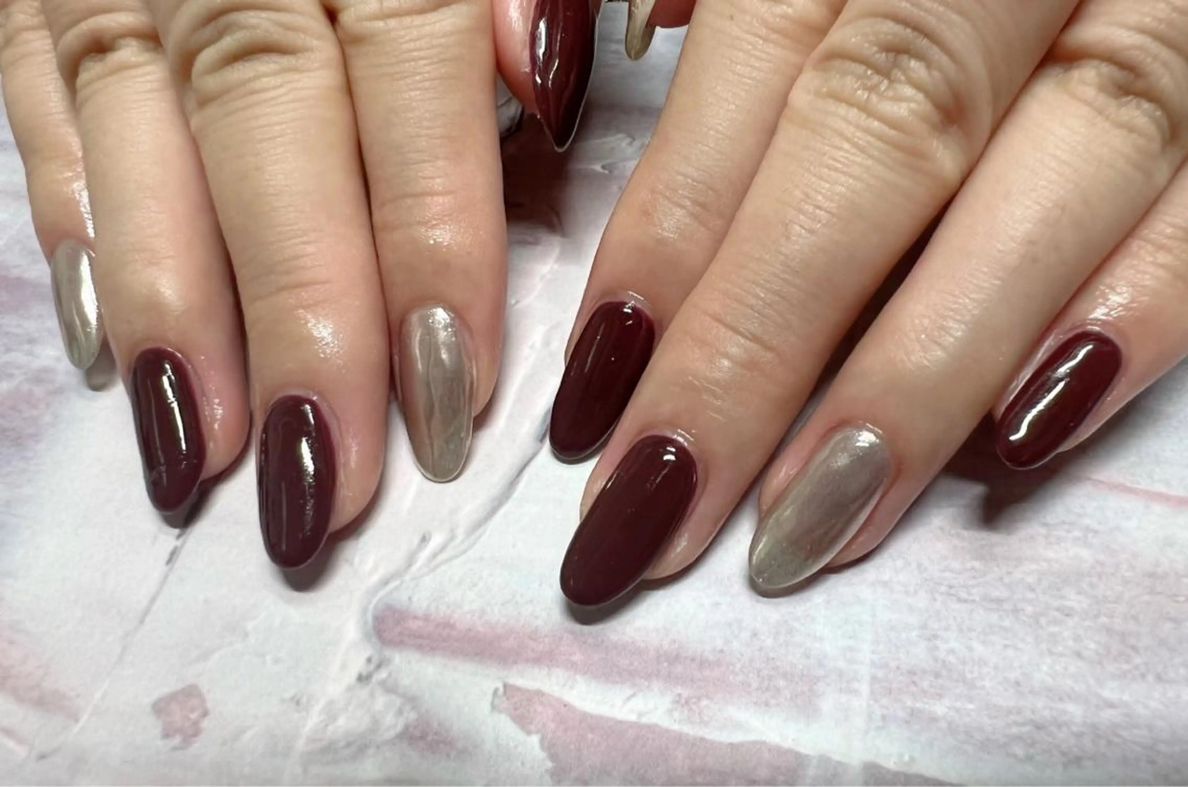 ネイル ミラーネイル ワンカラーネイル ハンドネイル Mogu nail 二子玉川のネイルデザイン