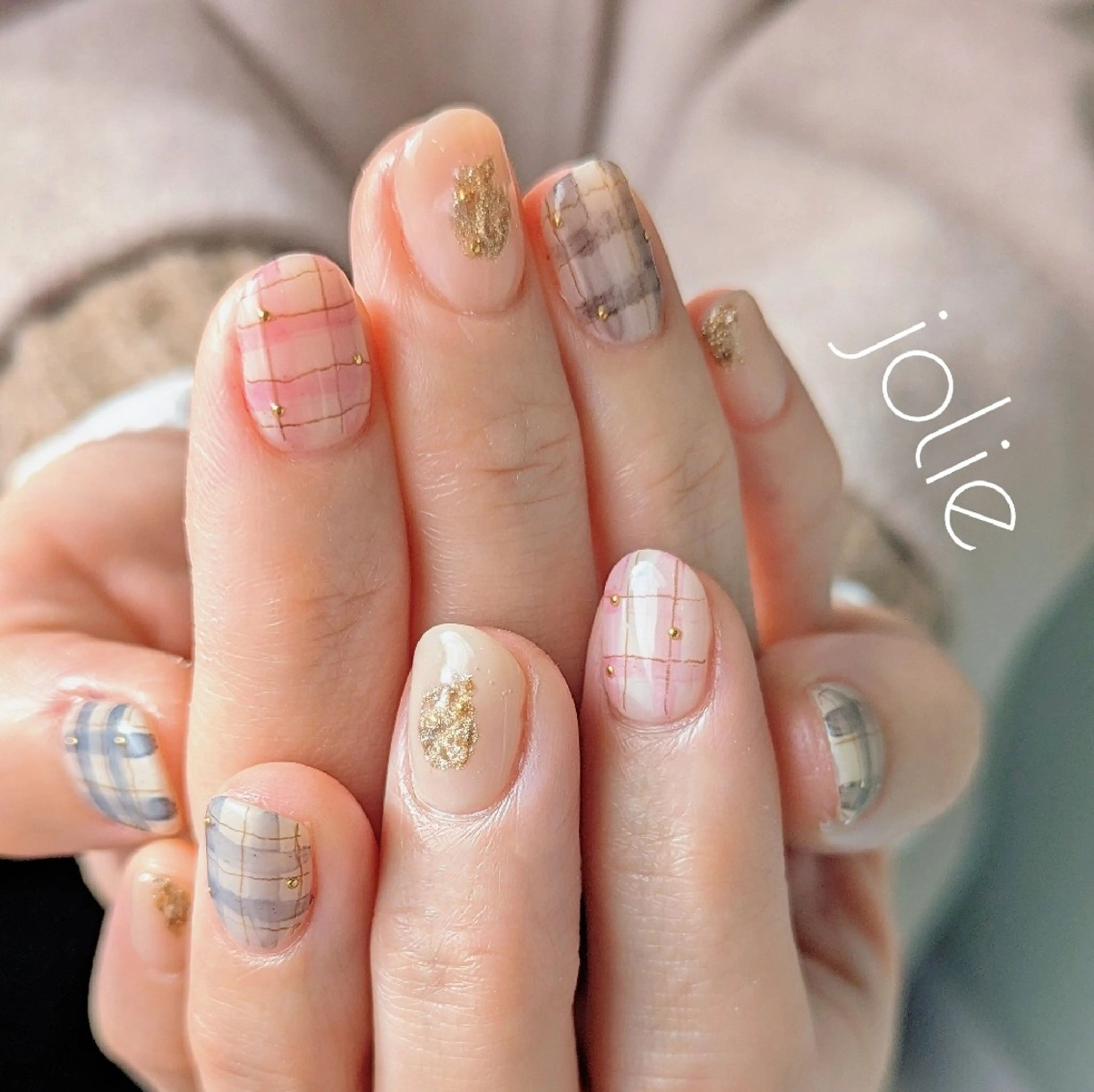 ネイル ブルー ピンク jolie  ISIHARAのネイルデザイン